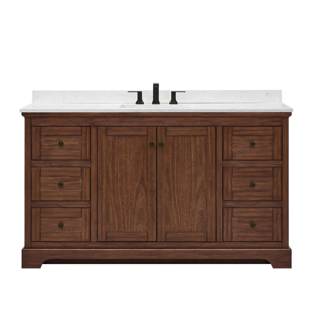 60" Avery Single Bathroom Vanity Dark Walnut Matte Black Trim by wyndham View 11