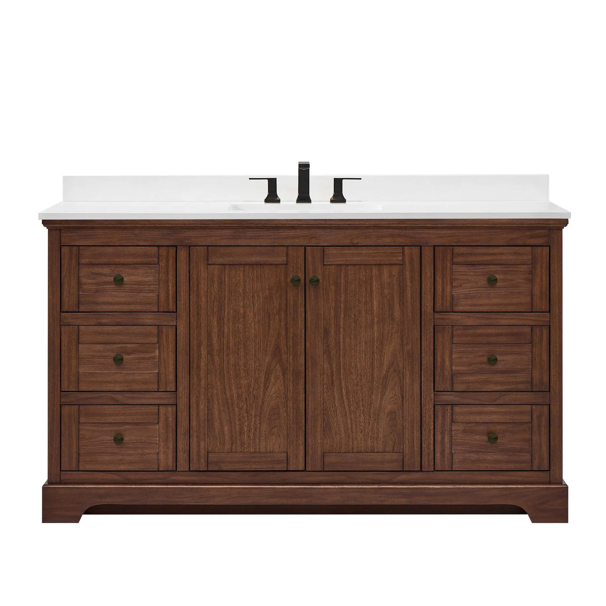 60" Avery Single Bathroom Vanity Dark Walnut Matte Black Trim by wyndham View 31