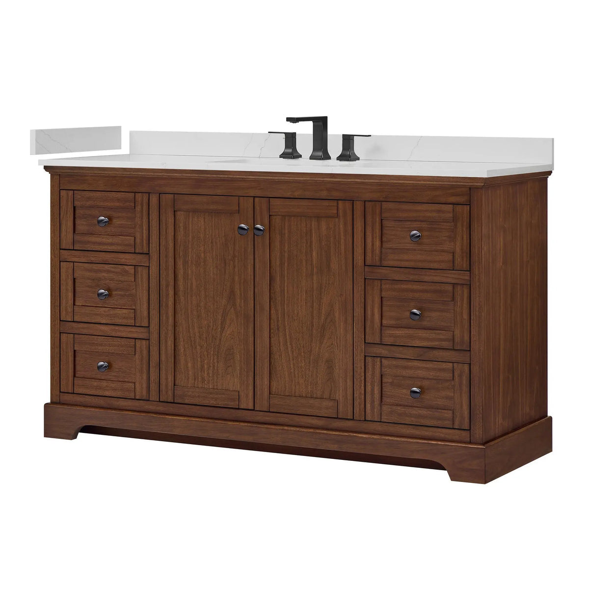 60" Avery Single Bathroom Vanity Dark Walnut Matte Black Trim by wyndham View 40
