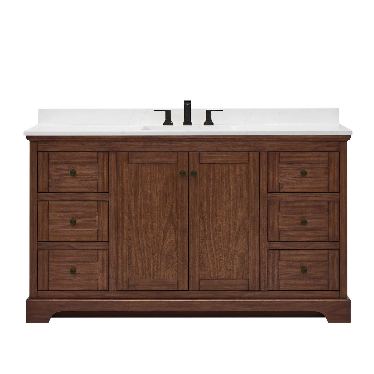 60" Avery Single Bathroom Vanity Dark Walnut Matte Black Trim by wyndham View 36