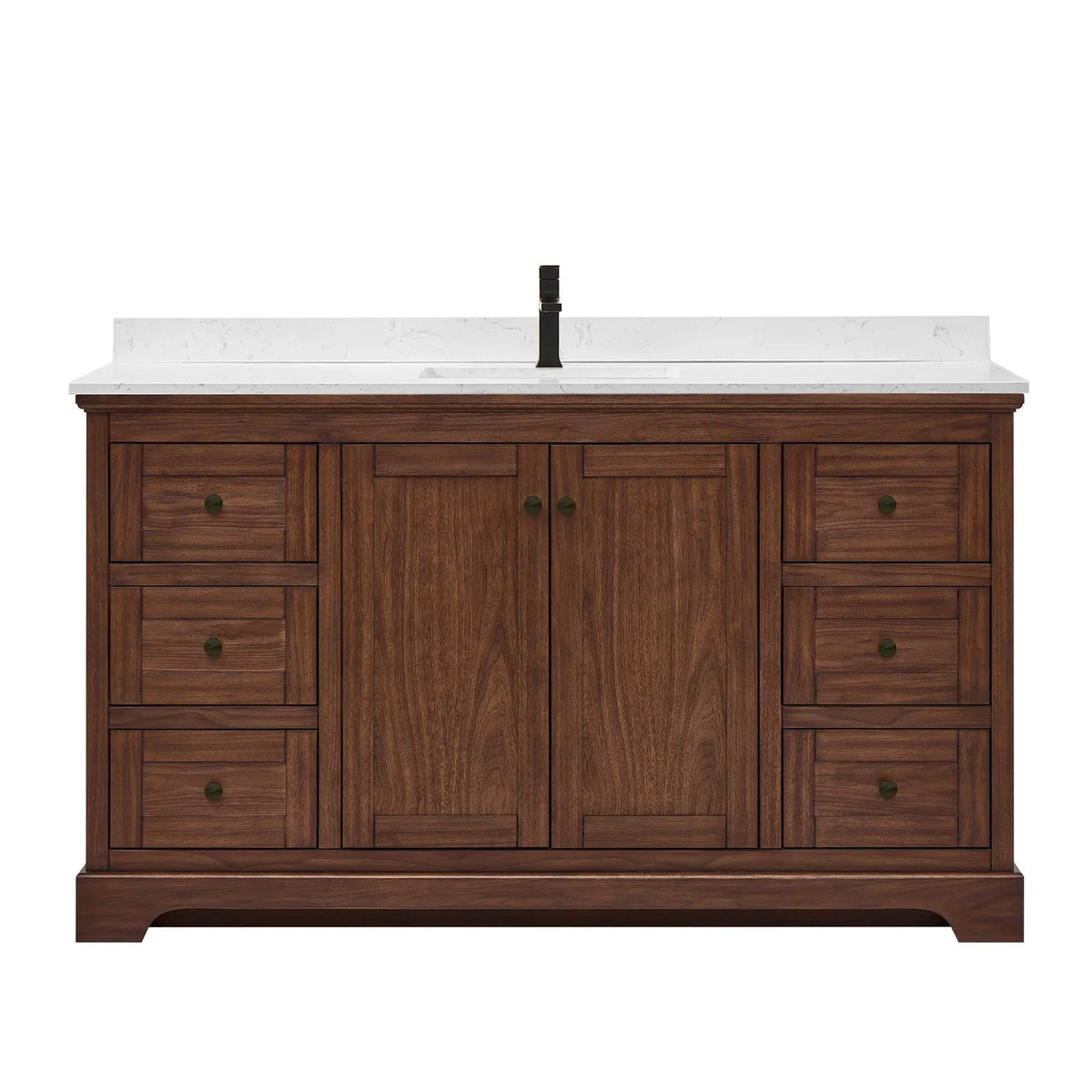 60" Avery Single Bathroom Vanity Dark Walnut Matte Black Trim by wyndham View 1
