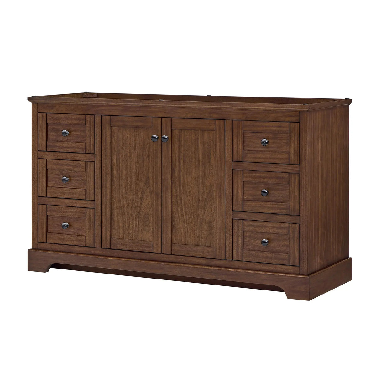 60" Avery Single Bathroom Vanity Dark Walnut Matte Black Trim by wyndham View 44