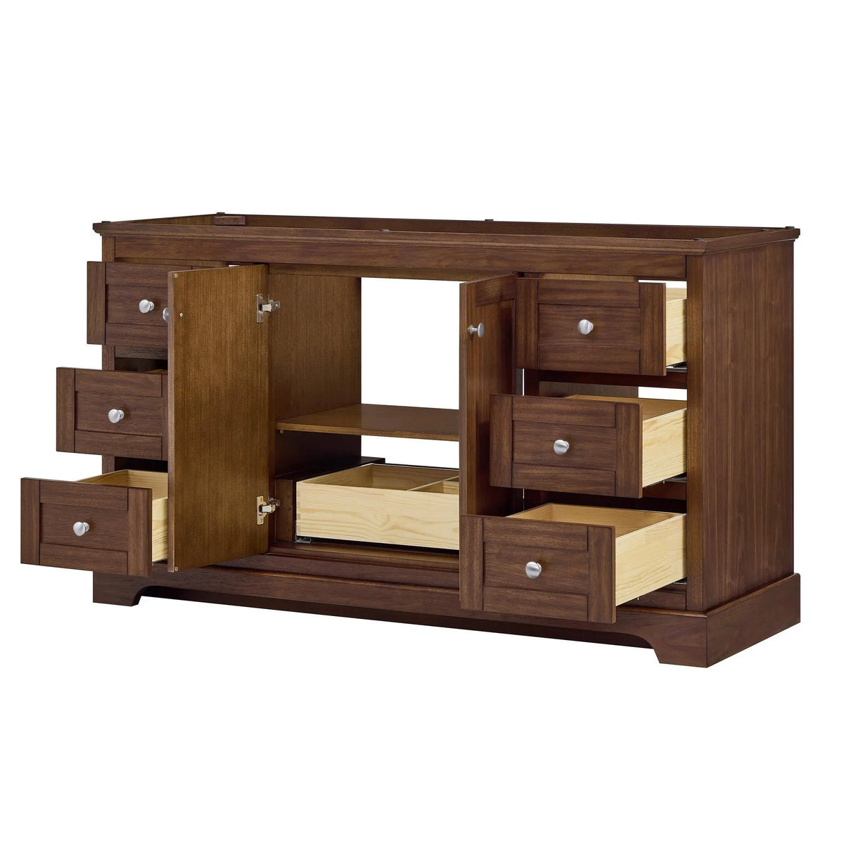 60" Avery Single Bathroom Vanity Dark Walnut Polished Chrome Trim by wyndham View 42