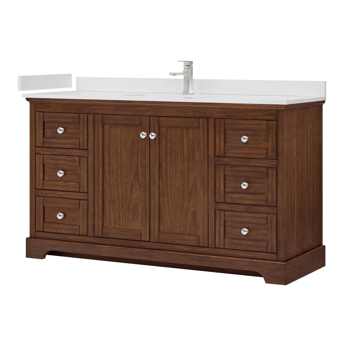 60" Avery Single Bathroom Vanity Dark Walnut Polished Chrome Trim by wyndham View 10