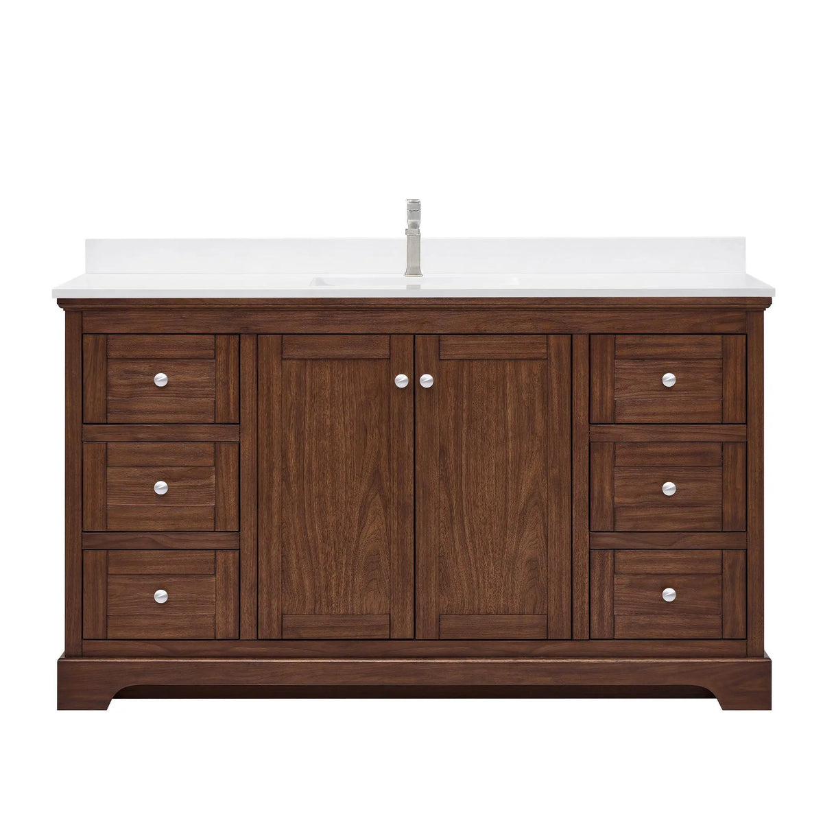 60" Avery Single Bathroom Vanity Dark Walnut Polished Chrome Trim by wyndham View 6
