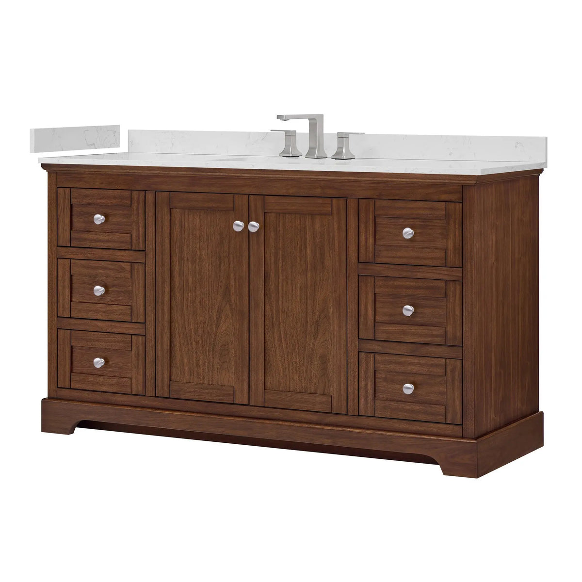 60" Avery Single Bathroom Vanity Dark Walnut Polished Chrome Trim by wyndham View 15