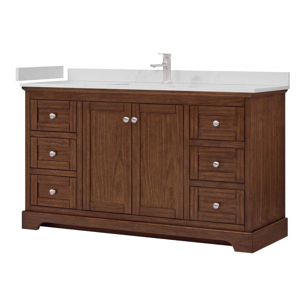 60" Avery Single Bathroom Vanity Dark Walnut Polished Chrome Trim by wyndham View 30