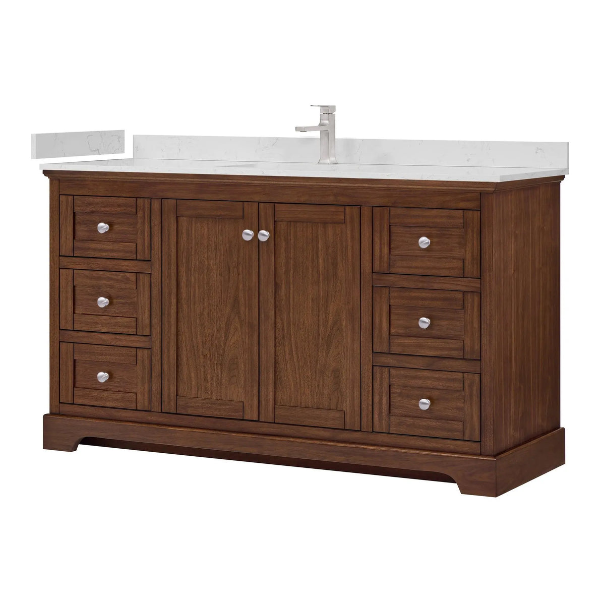 60" Avery Single Bathroom Vanity Dark Walnut Polished Chrome Trim by wyndham View 5