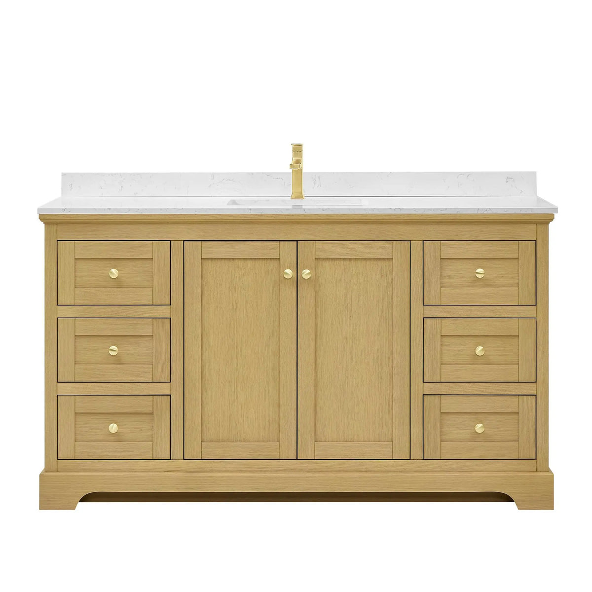60" Avery Single Bathroom Vanity Honey Oak Brushed Gold Trim by wyndham View 1
