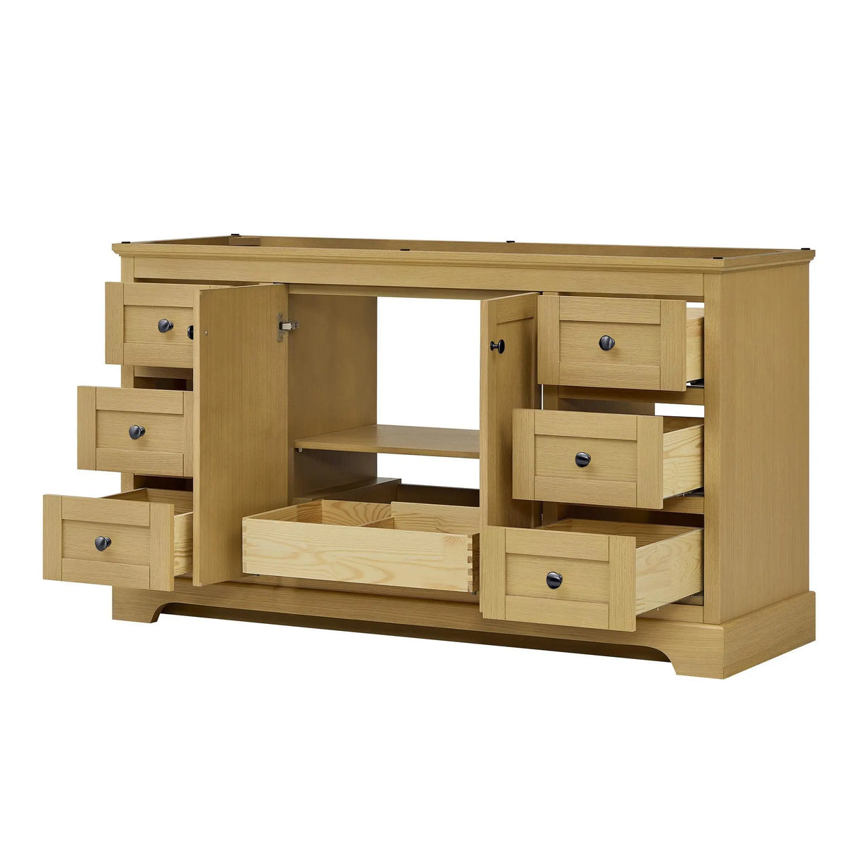 60" Avery Single Bathroom Vanity Honey Oak Matte Black Trim by wyndham View 42