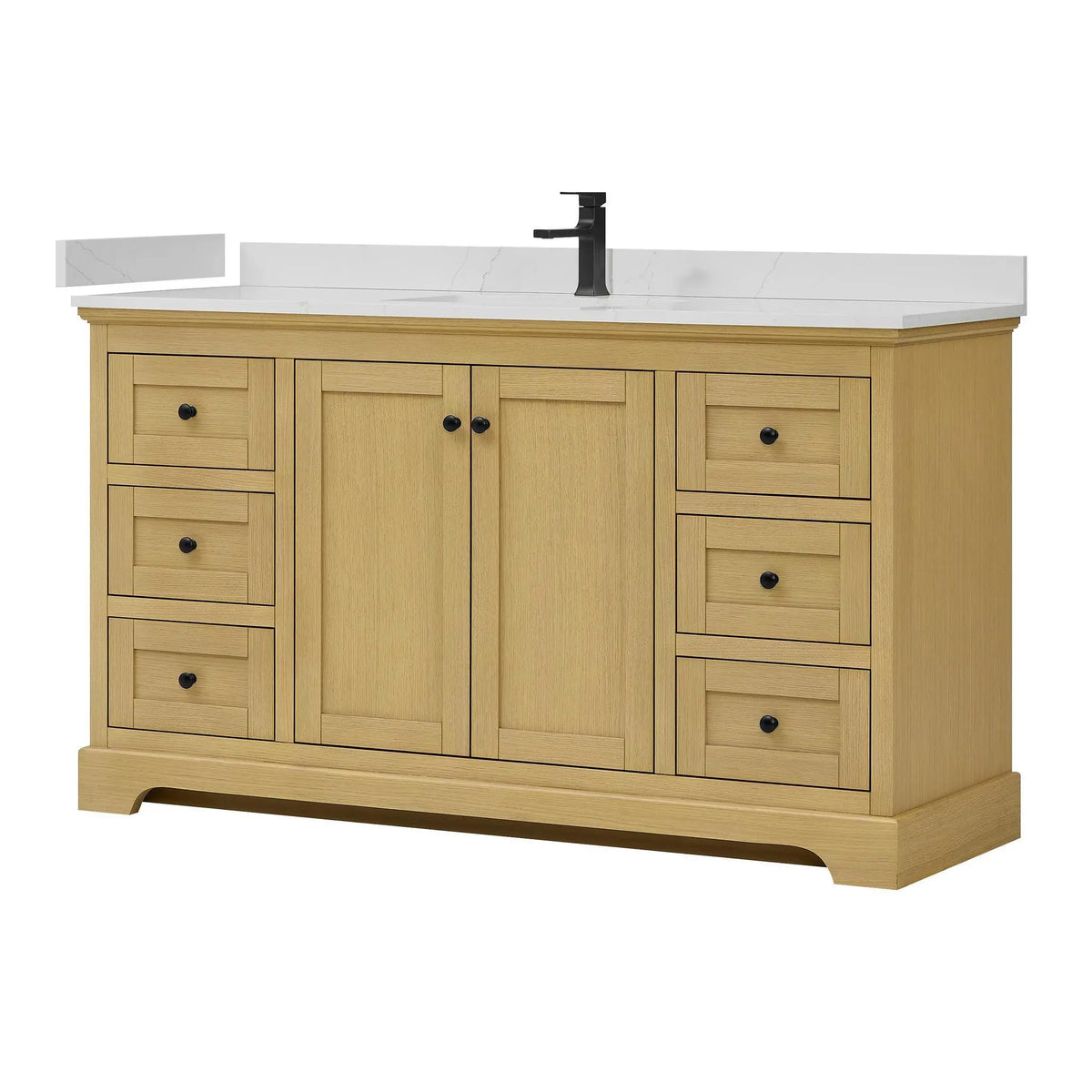 60" Avery Single Bathroom Vanity Honey Oak Matte Black Trim by wyndham View 15