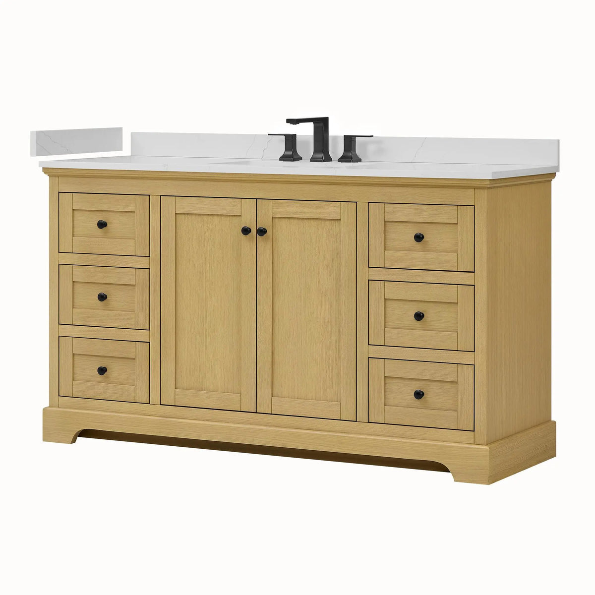 60" Avery Single Bathroom Vanity Honey Oak Matte Black Trim by wyndham View 20