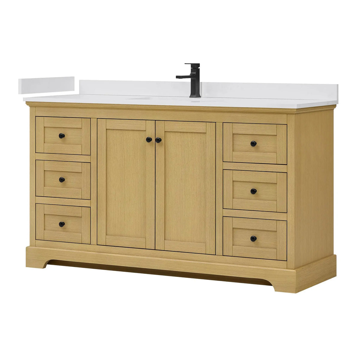 60" Avery Single Bathroom Vanity Honey Oak Matte Black Trim by wyndham View 25