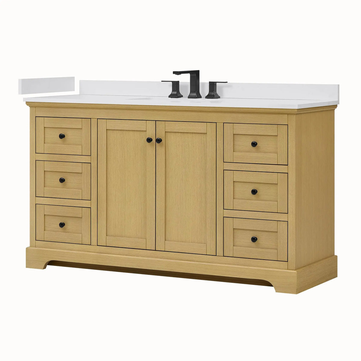 60" Avery Single Bathroom Vanity Honey Oak Matte Black Trim by wyndham View 30