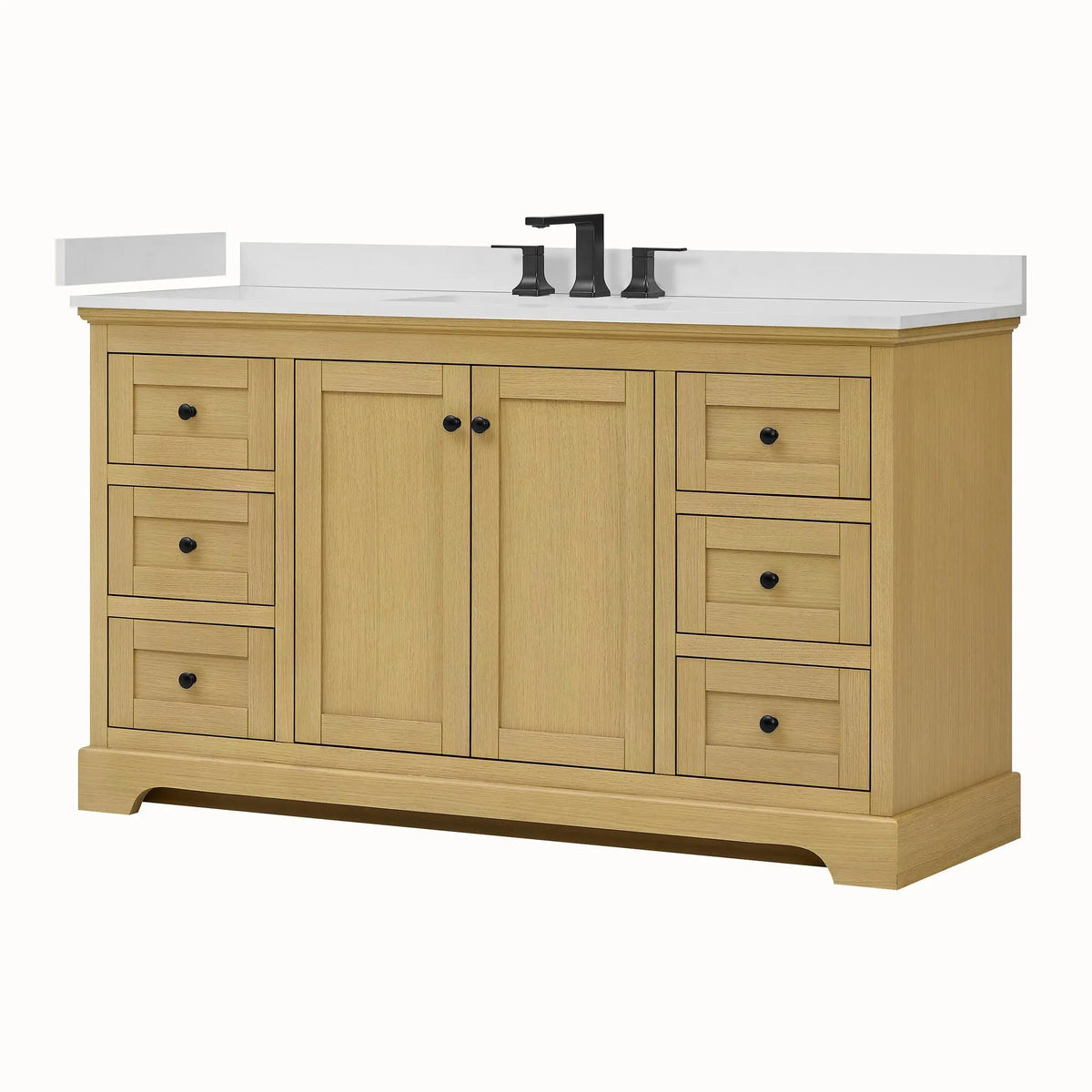 60" Avery Single Bathroom Vanity Honey Oak Matte Black Trim by wyndham View 40