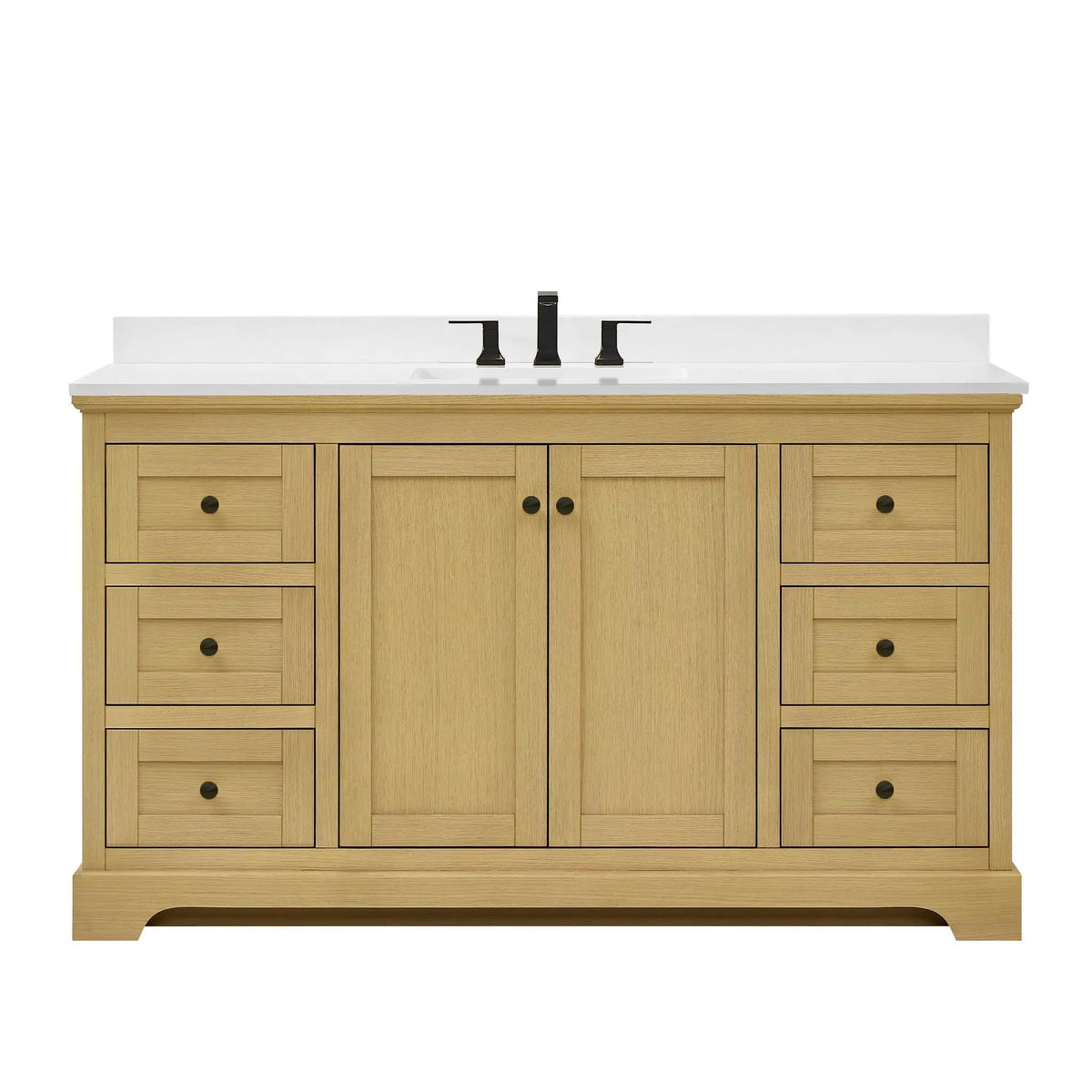 60" Avery Single Bathroom Vanity Honey Oak Matte Black Trim by wyndham View 36
