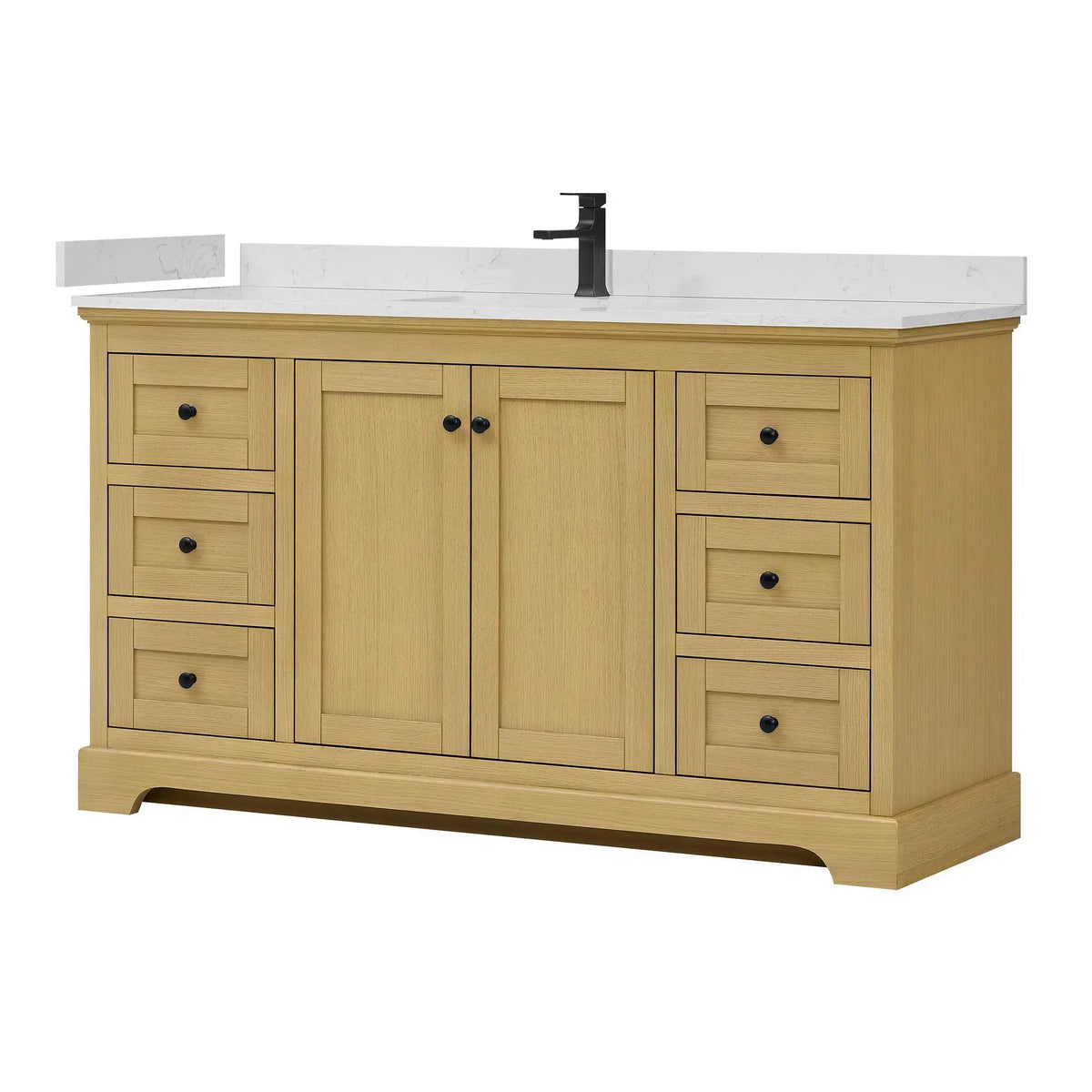 60" Avery Single Bathroom Vanity Honey Oak Matte Black Trim by wyndham View 5