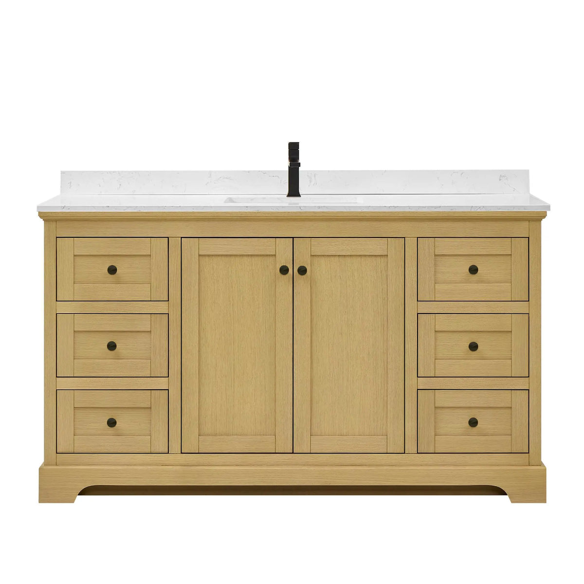 60" Avery Single Bathroom Vanity Honey Oak Matte Black Trim by wyndham View 1