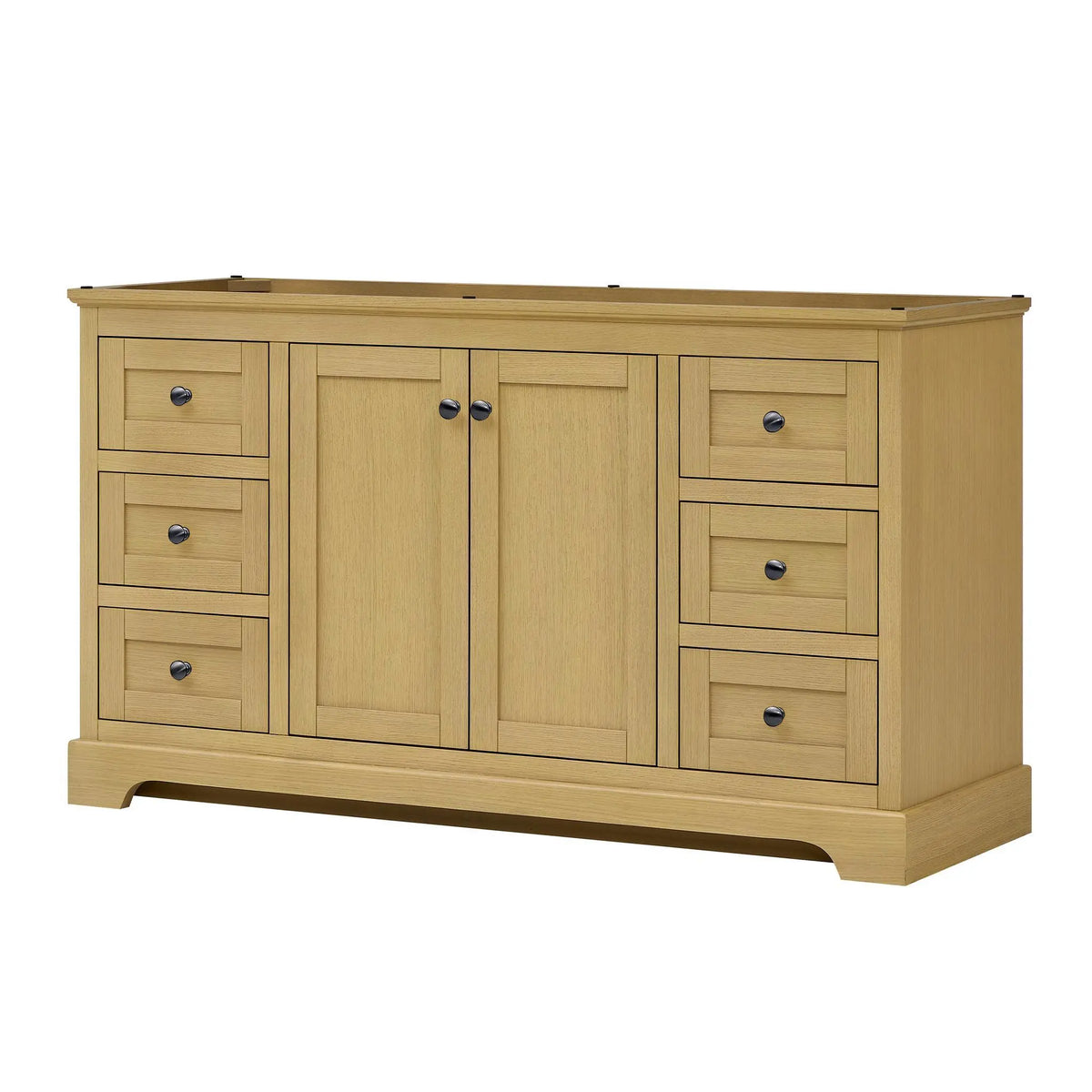 60" Avery Single Bathroom Vanity Honey Oak Matte Black Trim by wyndham View 44