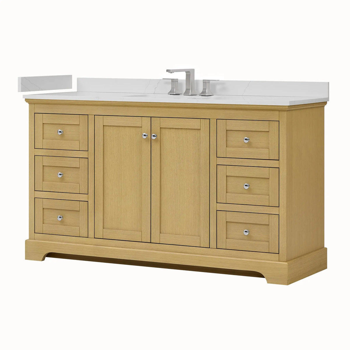 60" Avery Single Bathroom Vanity Honey Oak Polished Chrome Trim by wyndham View 20