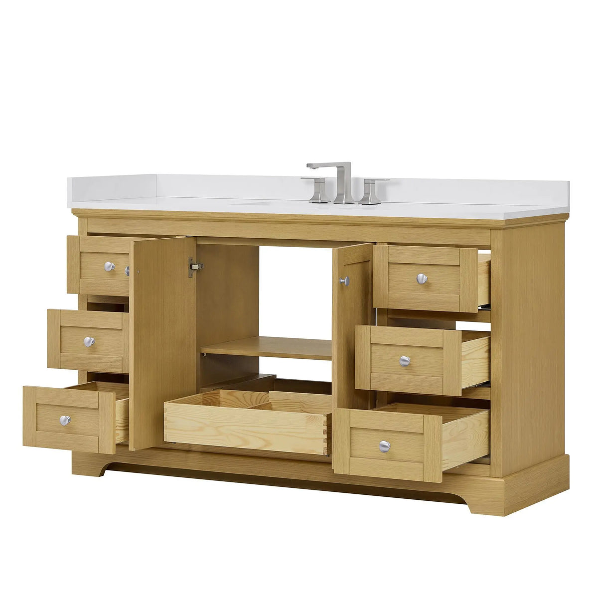 60" Avery Single Bathroom Vanity Honey Oak Polished Chrome Trim by wyndham View 28