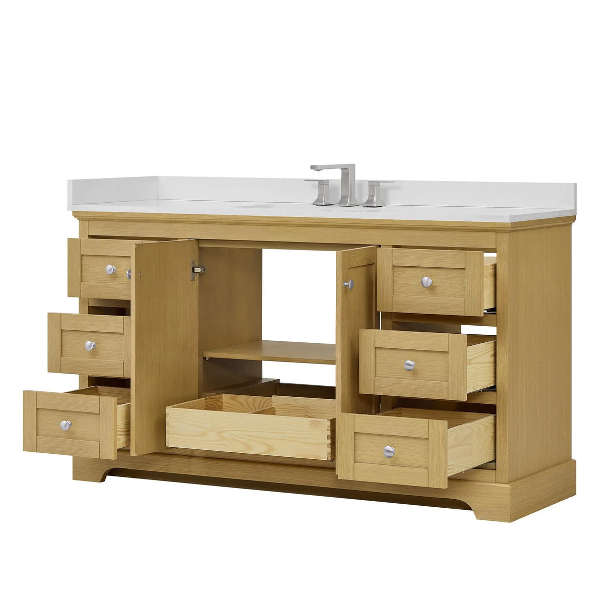 60" Avery Single Bathroom Vanity Honey Oak Polished Chrome Trim by wyndham View 38