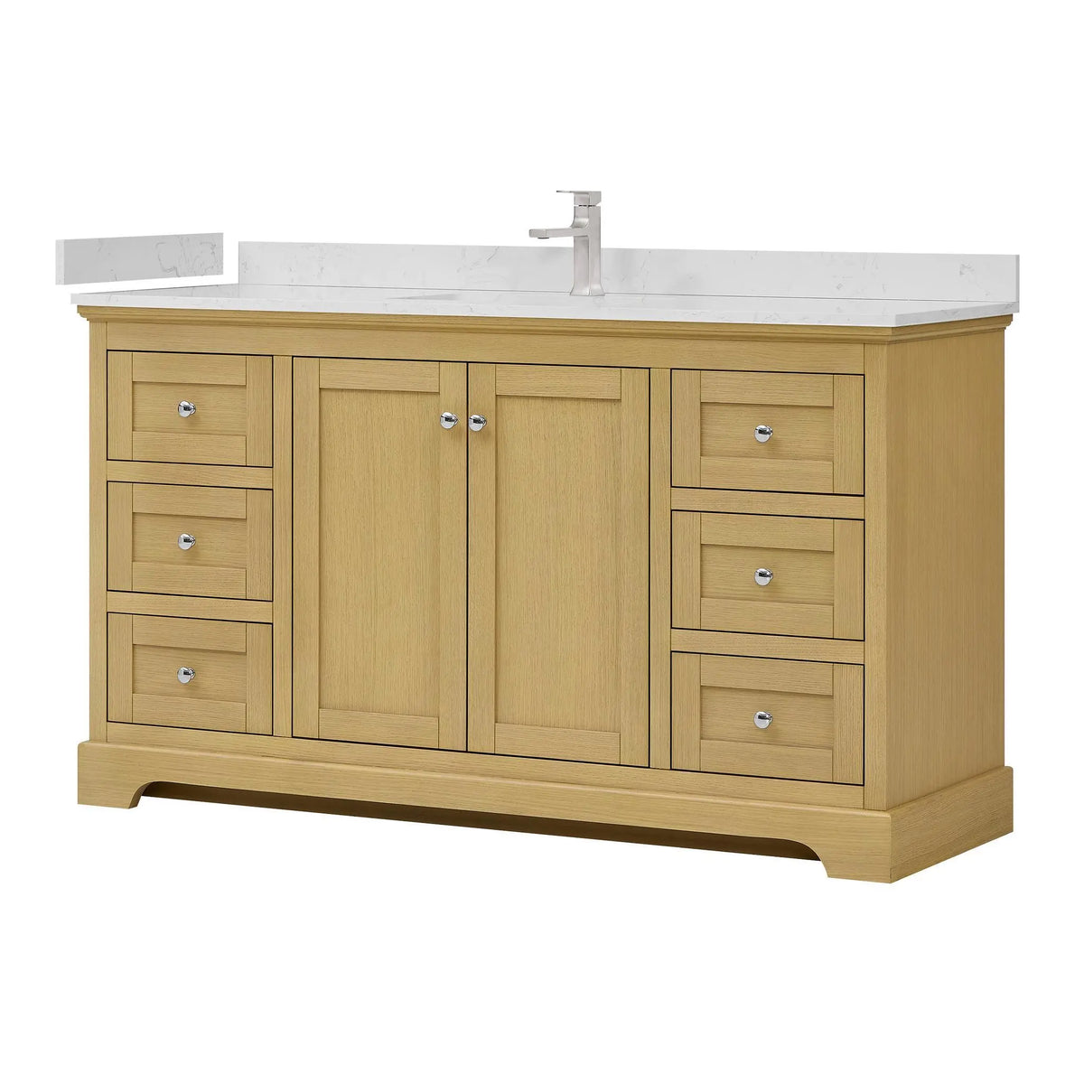 60" Avery Single Bathroom Vanity Honey Oak Polished Chrome Trim by wyndham View 5