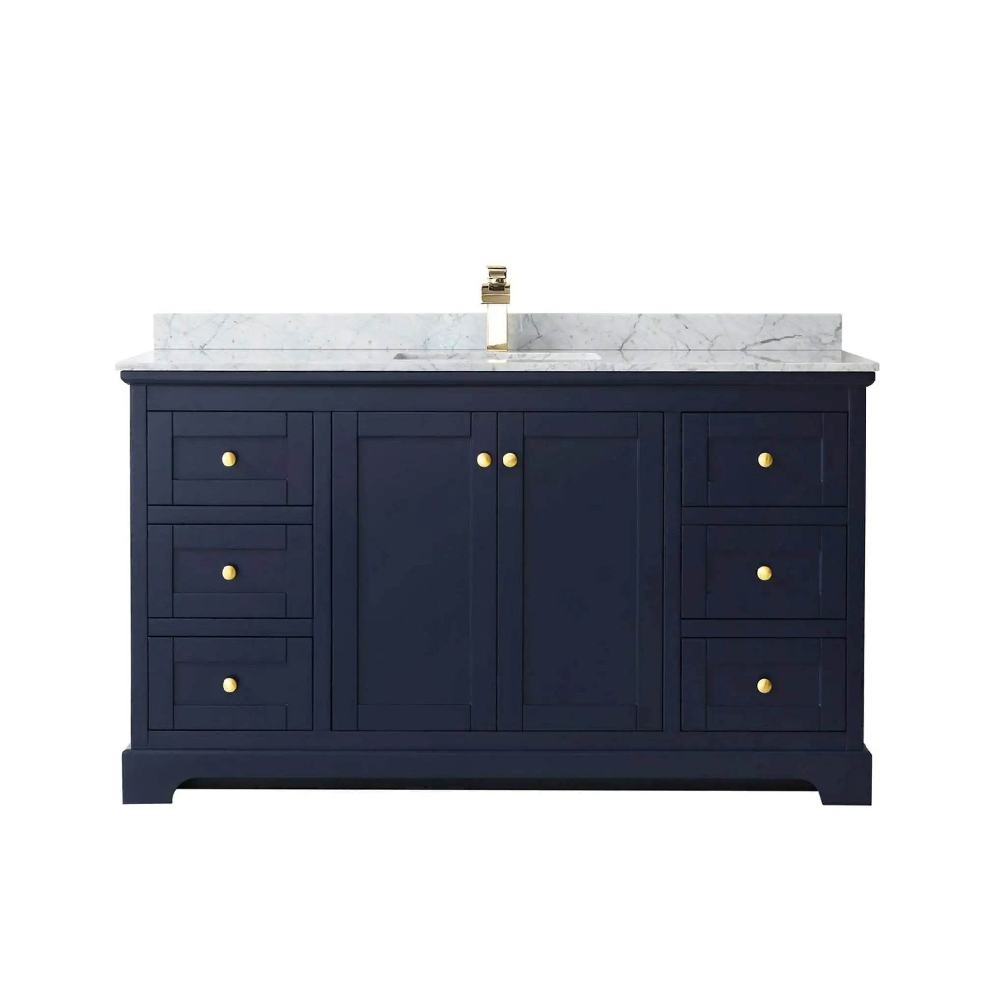 60" Avery Single Bathroom Vanity in Dark Blue with Brushed Gold Trim by Wyndham