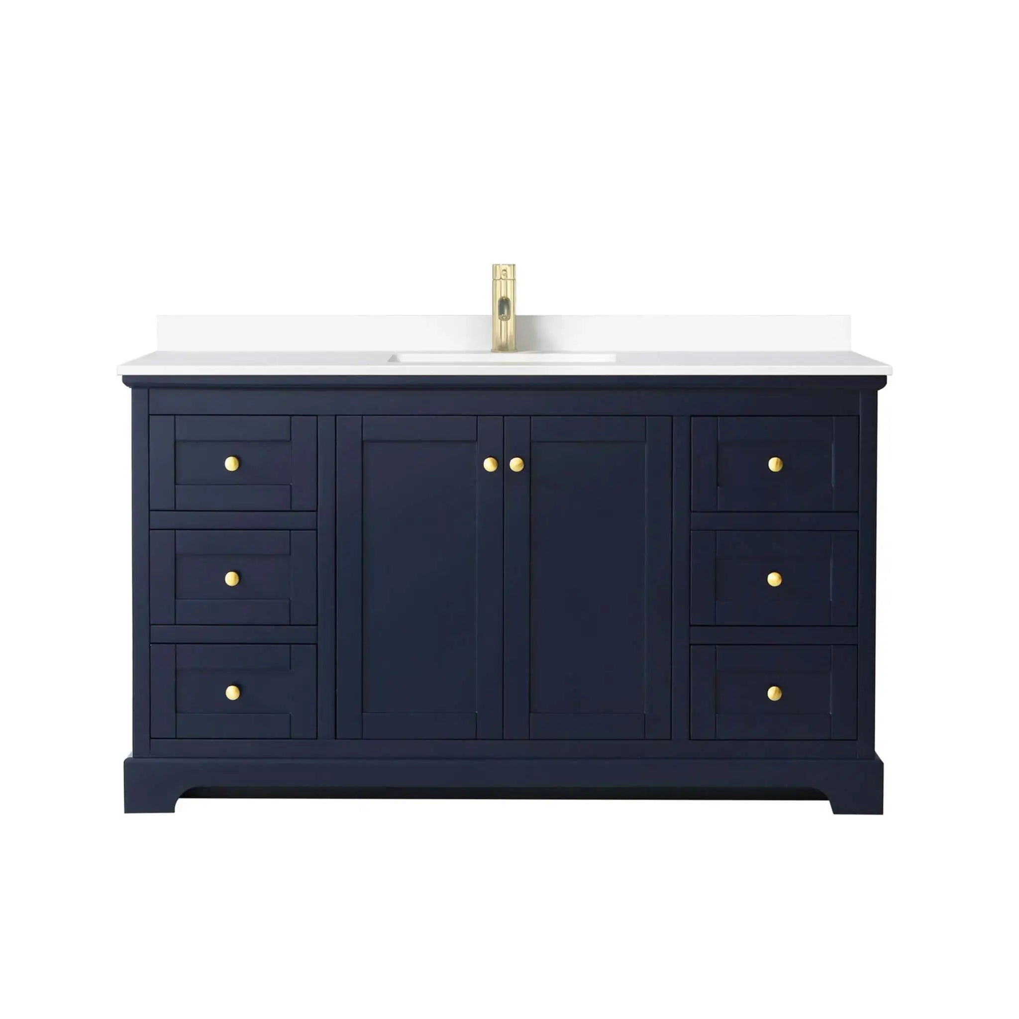 60" Avery Single Bathroom Vanity in Dark Blue with Brushed Gold Trim by Wyndham