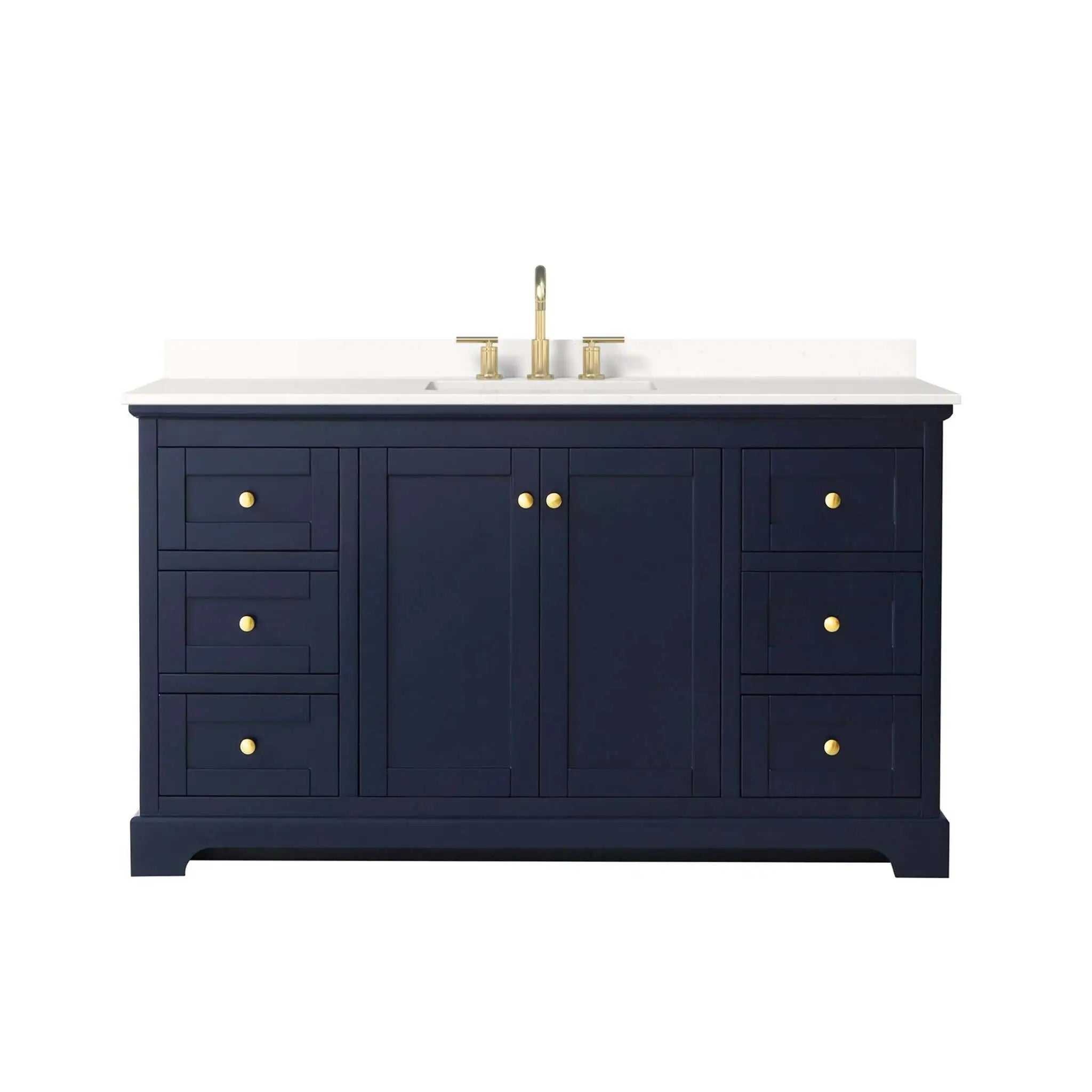 60" Avery Single Bathroom Vanity in Dark Blue with Brushed Gold Trim by Wyndham