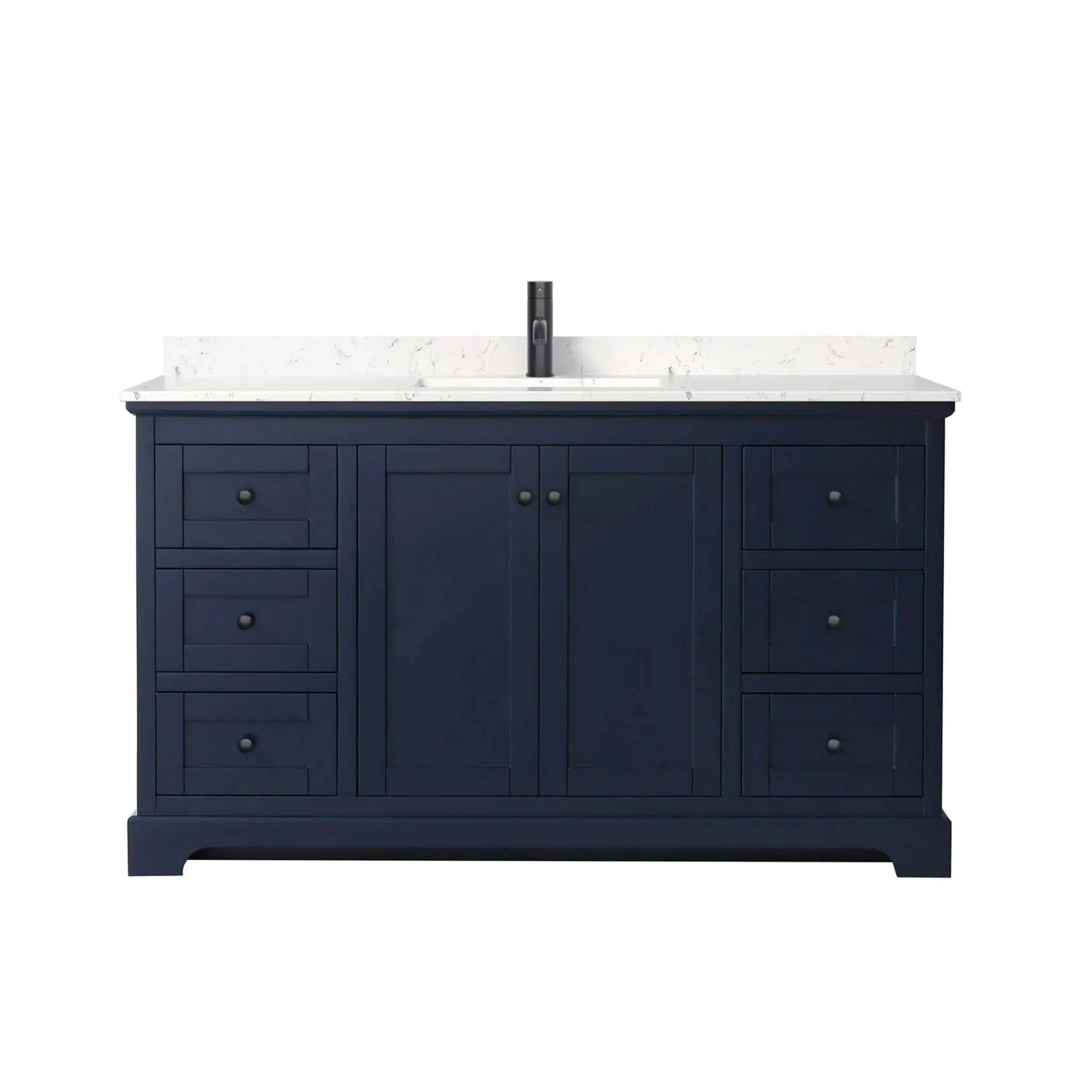 60" Avery Single Bathroom Vanity in Dark Blue with Matte Black Trim by Wyndham