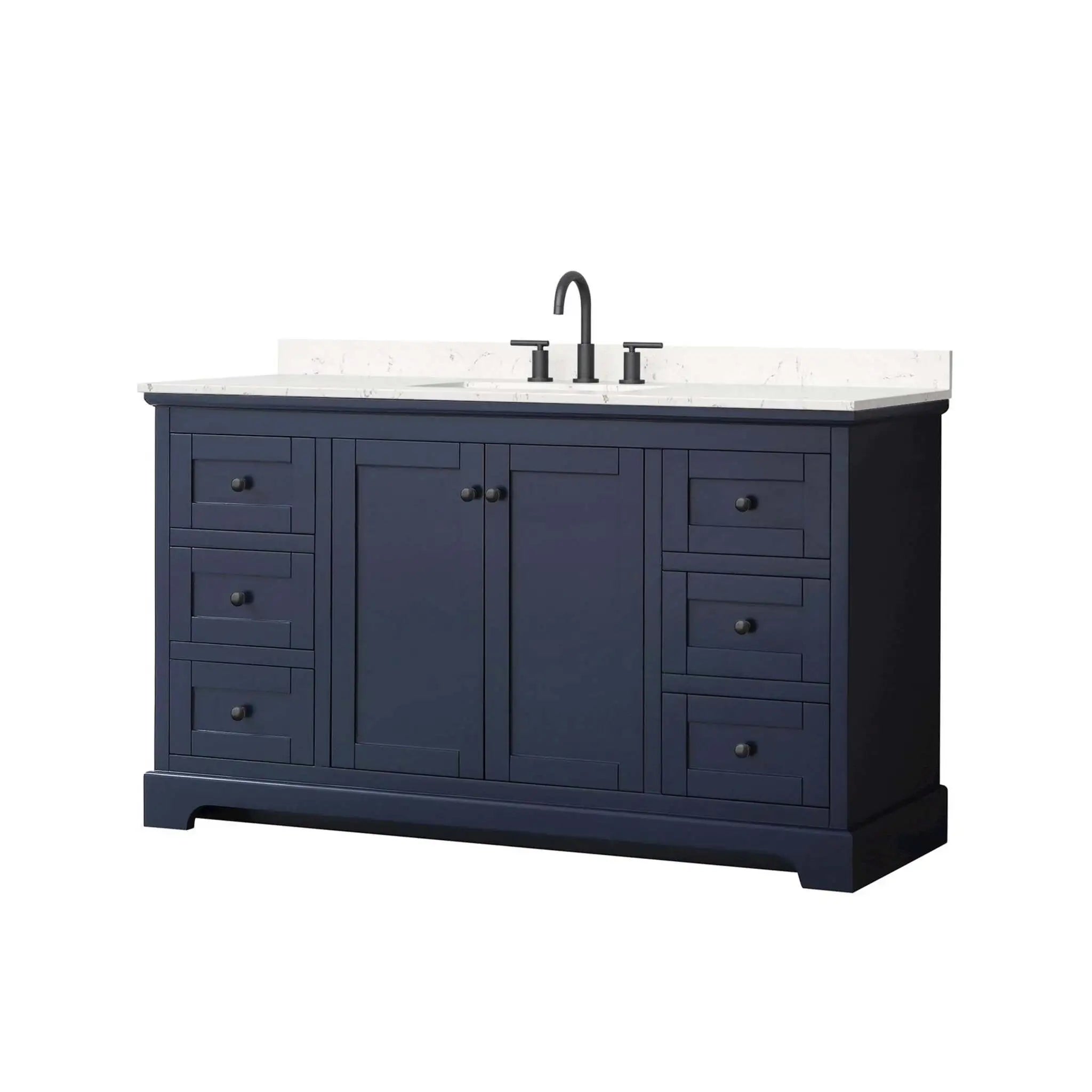 60" Avery Single Bathroom Vanity in Dark Blue with Matte Black Trim by Wyndham