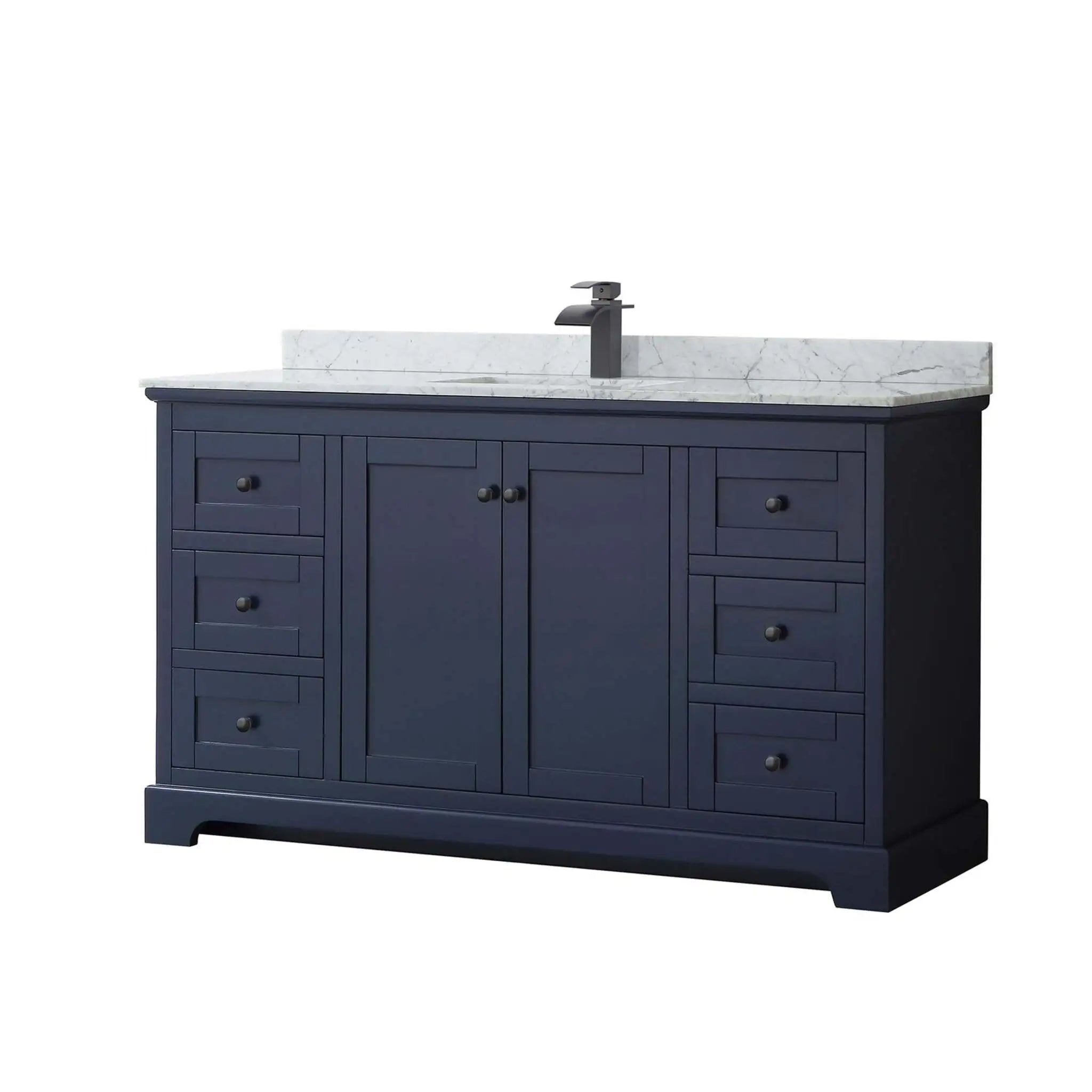 60" Avery Single Bathroom Vanity in Dark Blue with Matte Black Trim by Wyndham
