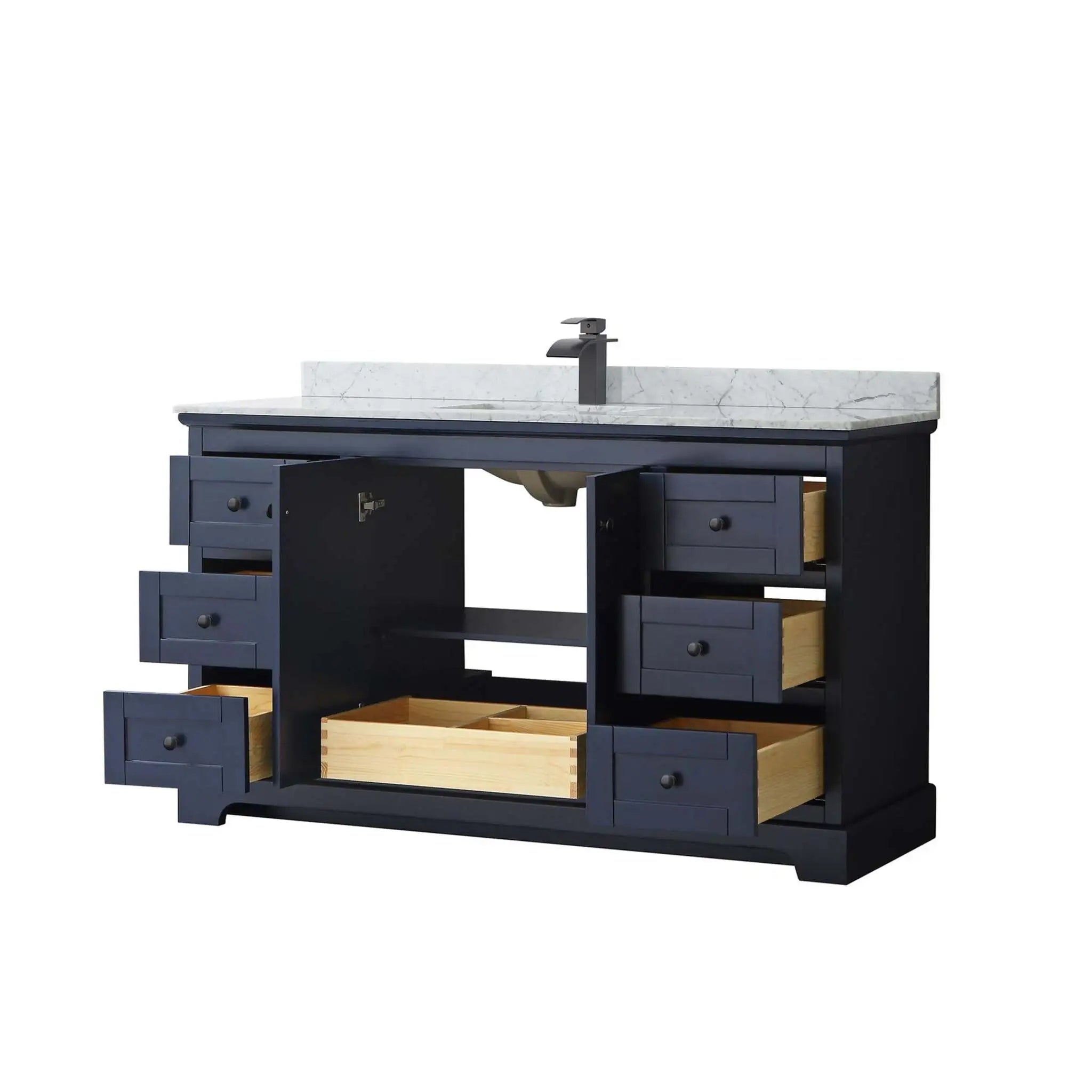 60" Avery Single Bathroom Vanity in Dark Blue with Matte Black Trim by Wyndham