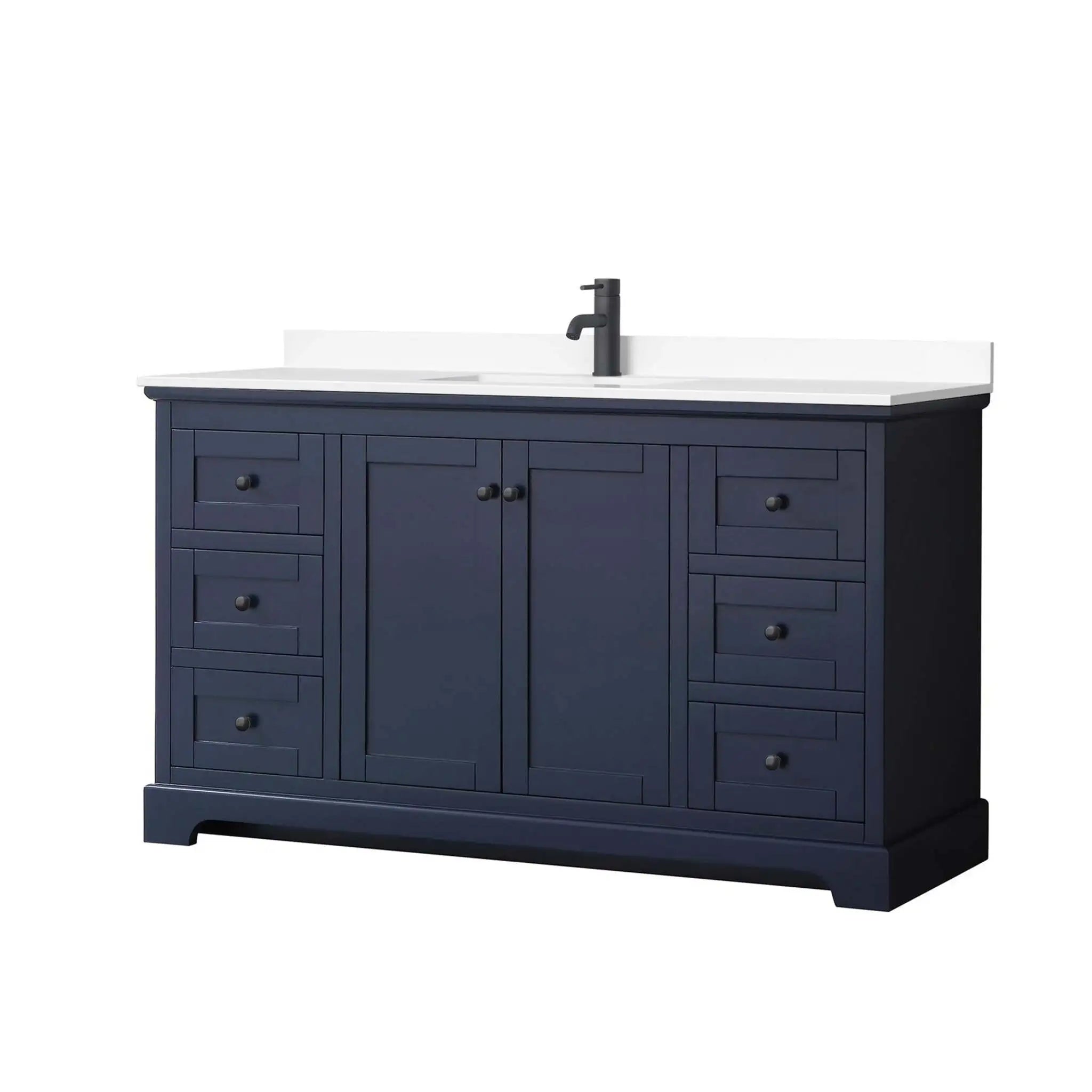 60" Avery Single Bathroom Vanity in Dark Blue with Matte Black Trim by Wyndham