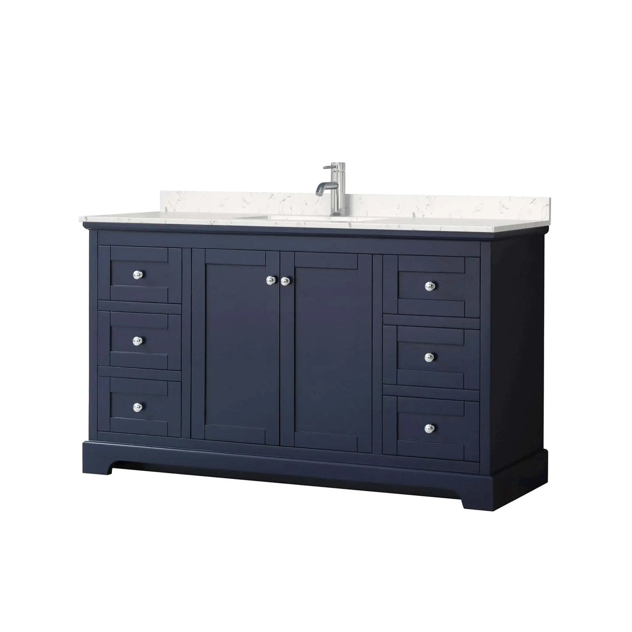 60" Avery Single Bathroom Vanity in Dark Blue with Polished Chrome Trim by Wyndham