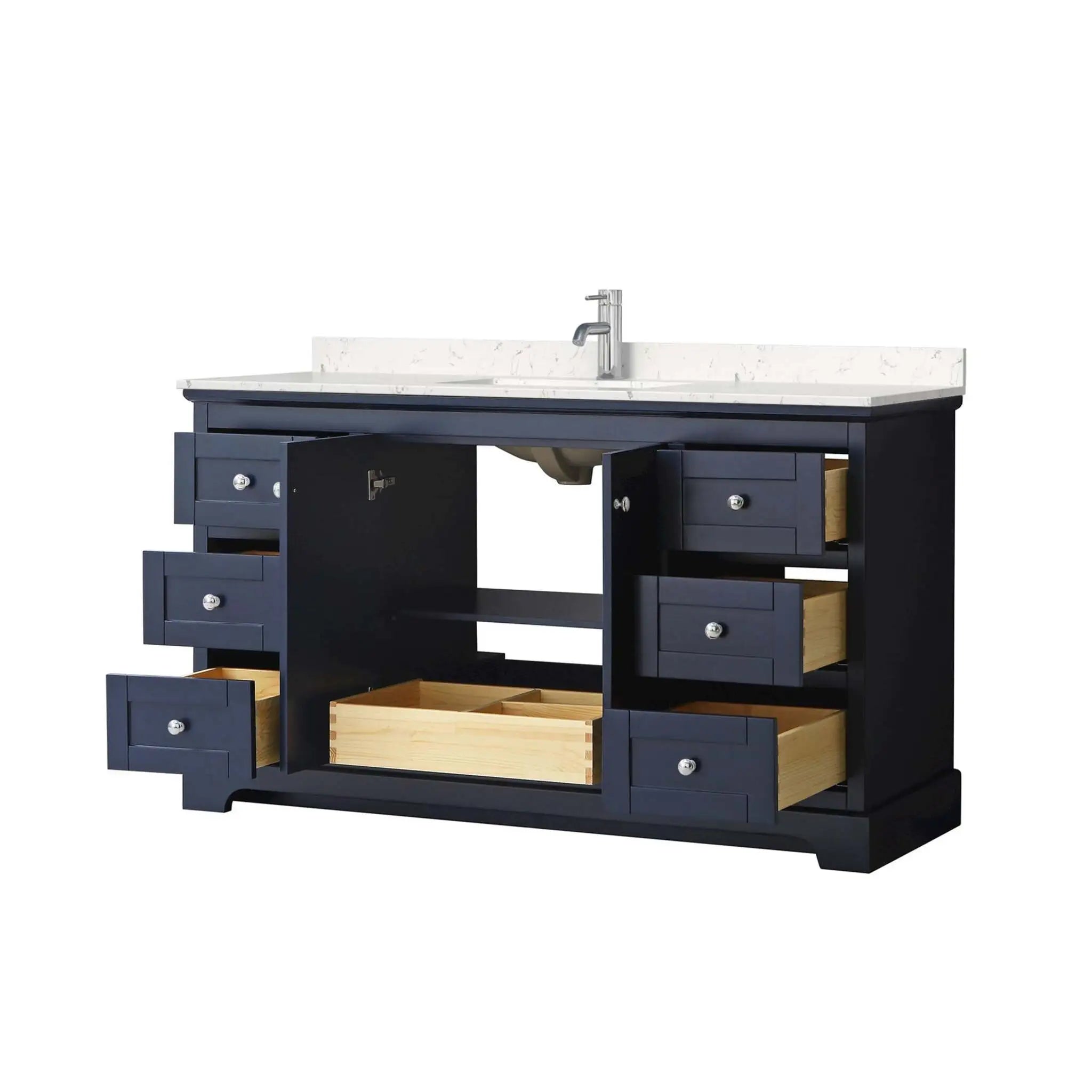 60" Avery Single Bathroom Vanity in Dark Blue with Polished Chrome Trim by Wyndham