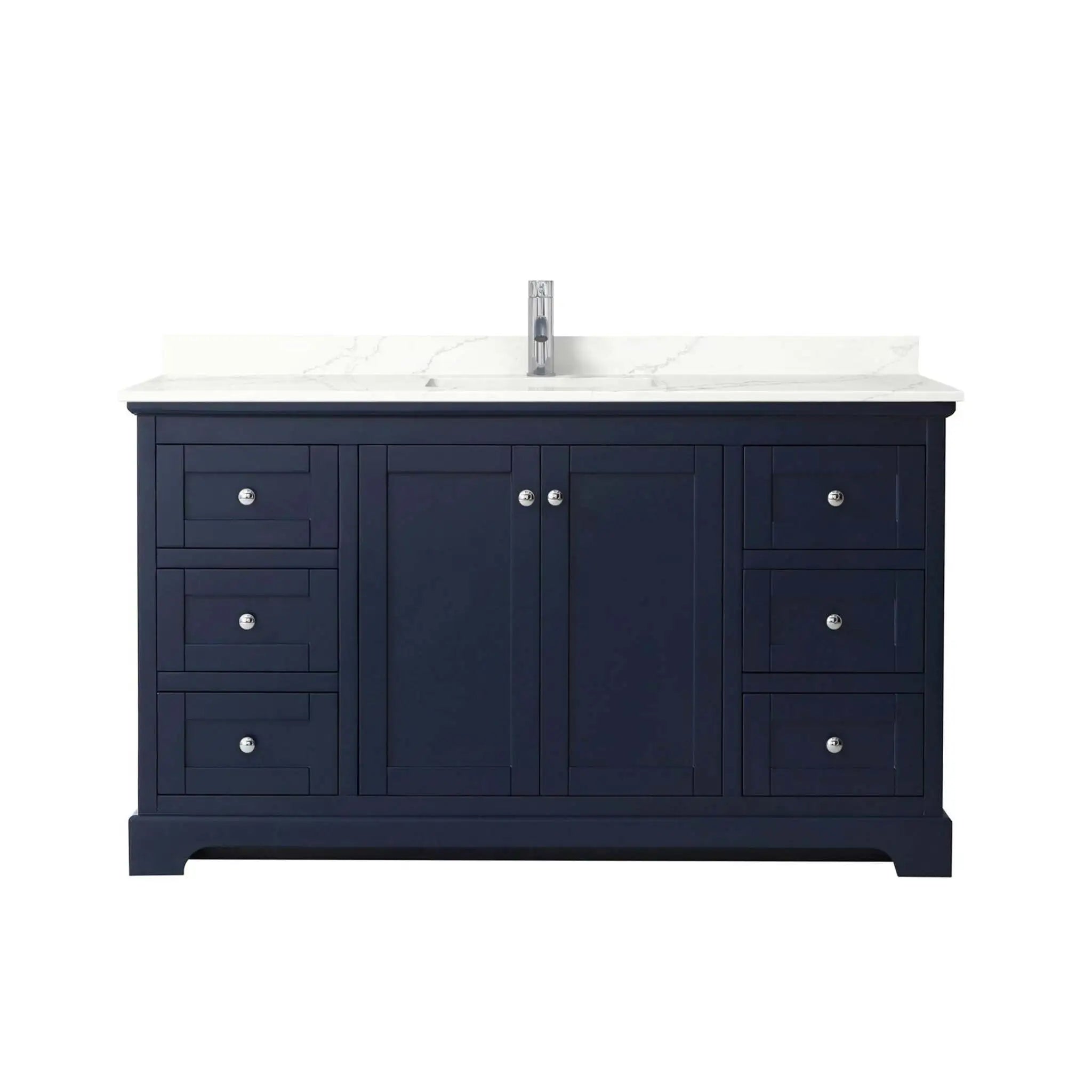 60" Avery Single Bathroom Vanity in Dark Blue with Polished Chrome Trim by Wyndham