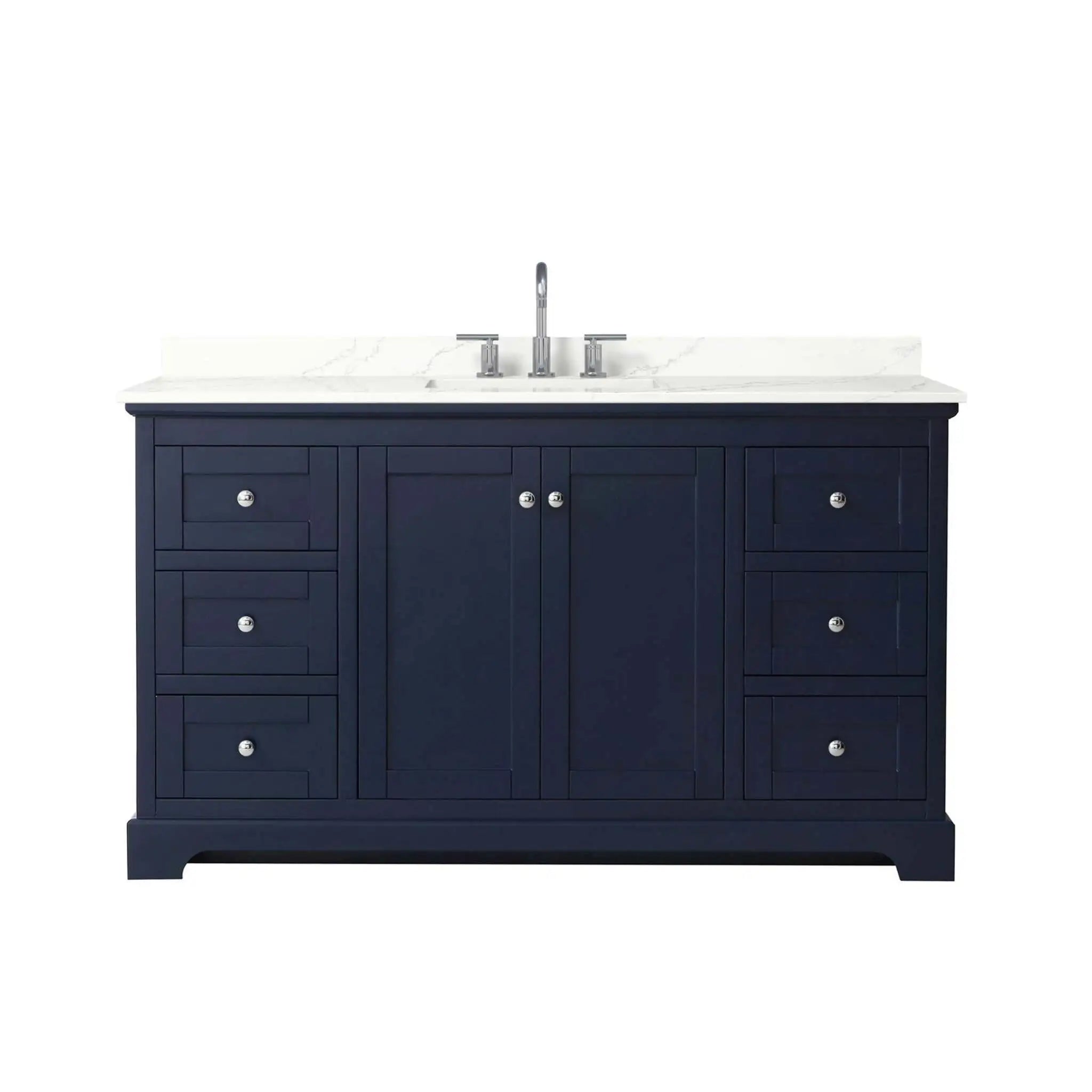 60" Avery Single Bathroom Vanity in Dark Blue with Polished Chrome Trim by Wyndham