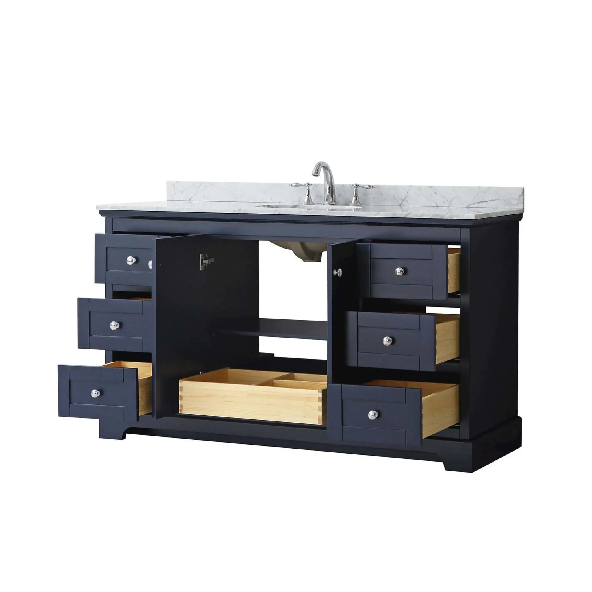 60" Avery Single Bathroom Vanity in Dark Blue with Polished Chrome Trim by Wyndham