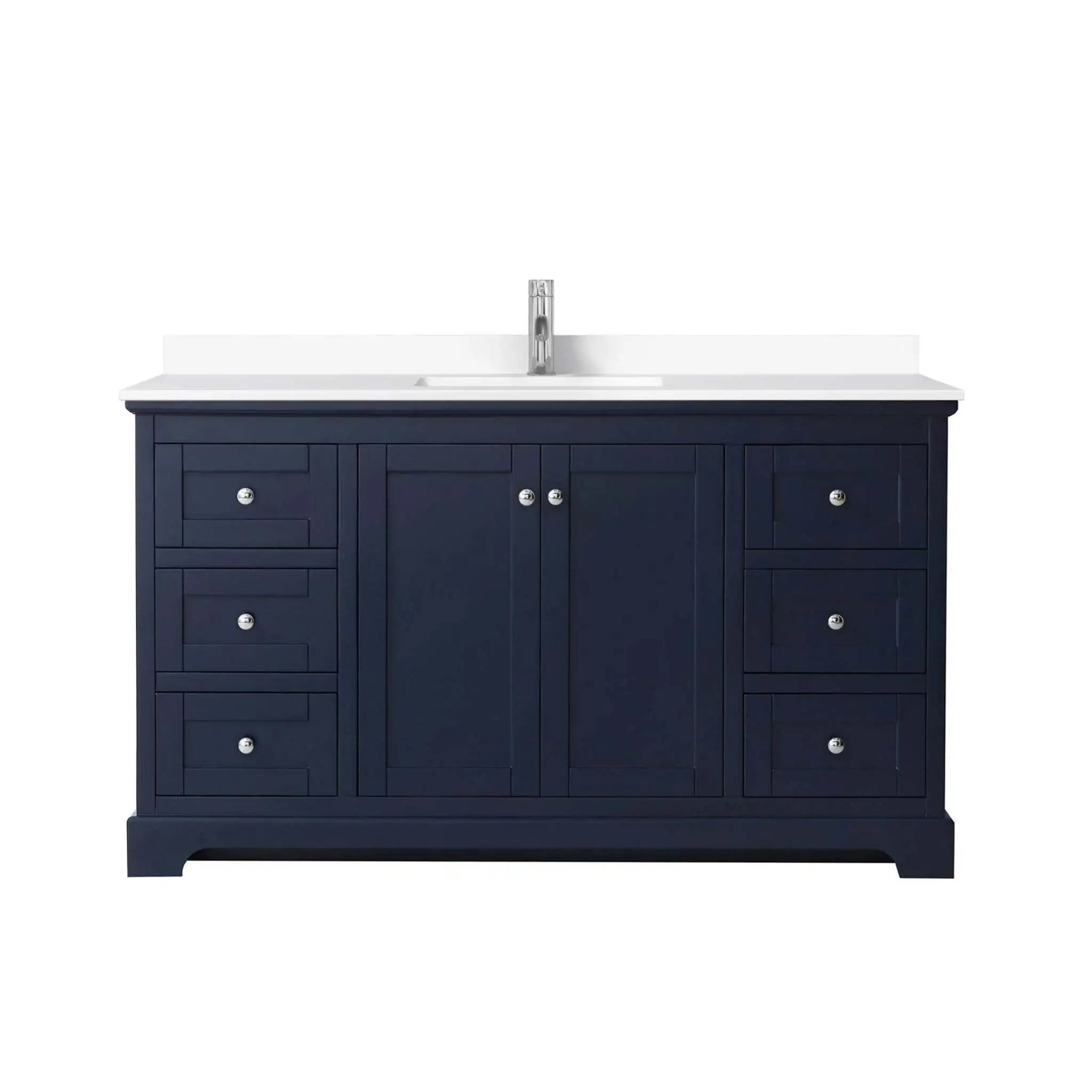 60" Avery Single Bathroom Vanity in Dark Blue with Polished Chrome Trim by Wyndham