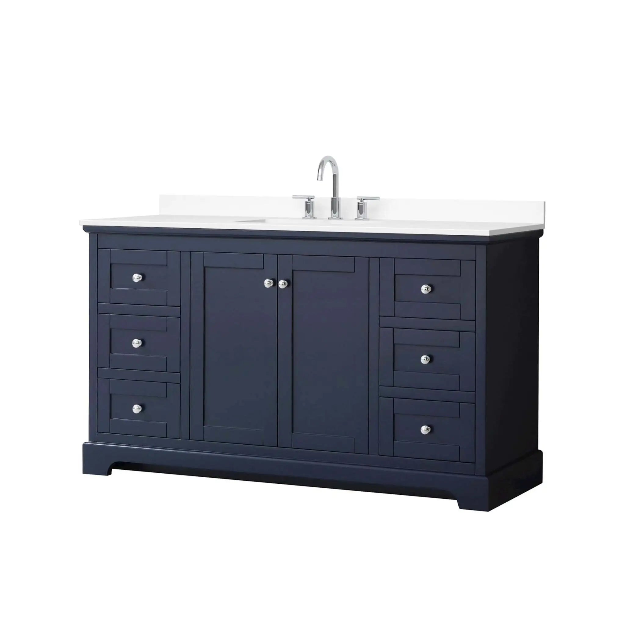 60" Avery Single Bathroom Vanity in Dark Blue with Polished Chrome Trim by Wyndham