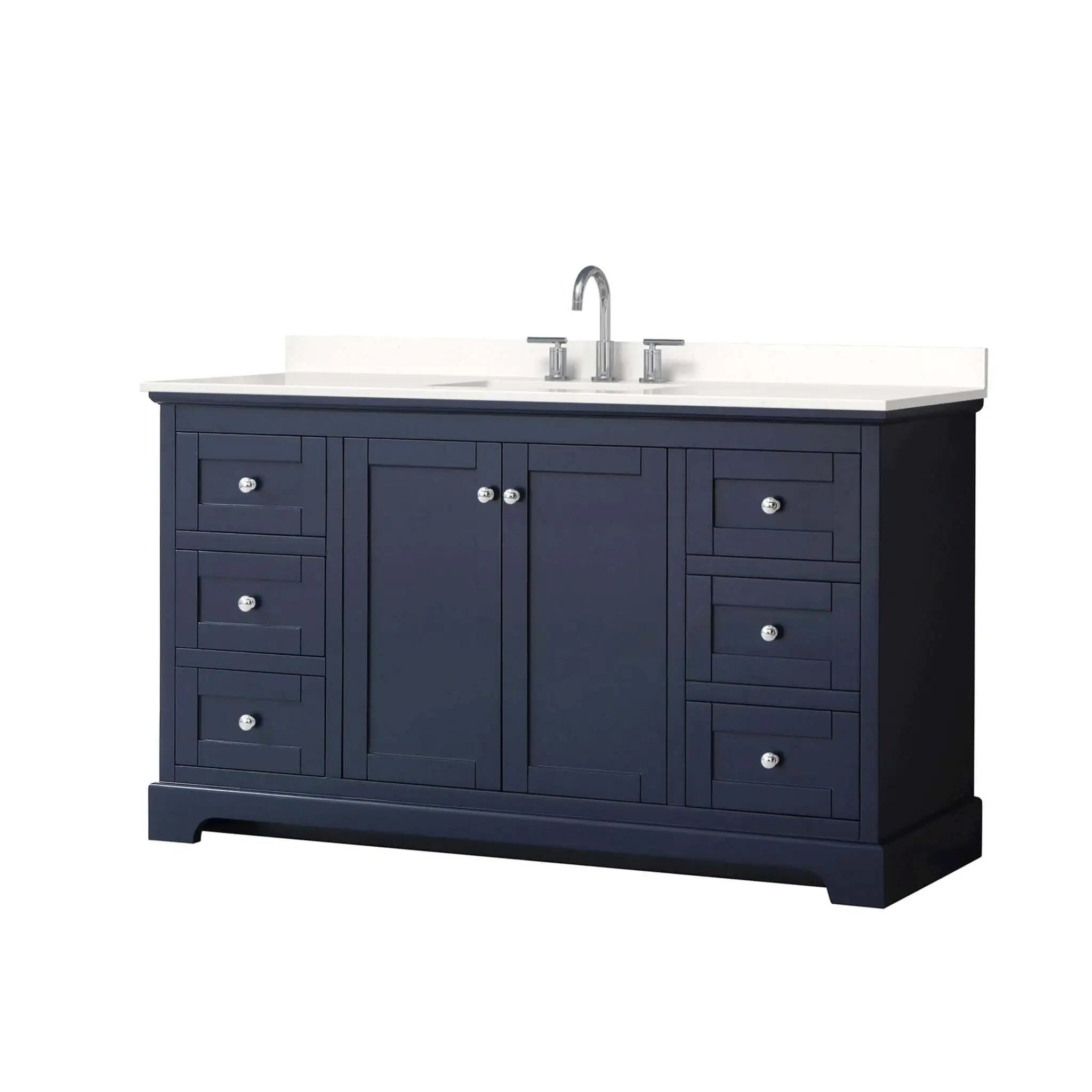 60" Avery Single Bathroom Vanity in Dark Blue with Polished Chrome Trim by Wyndham