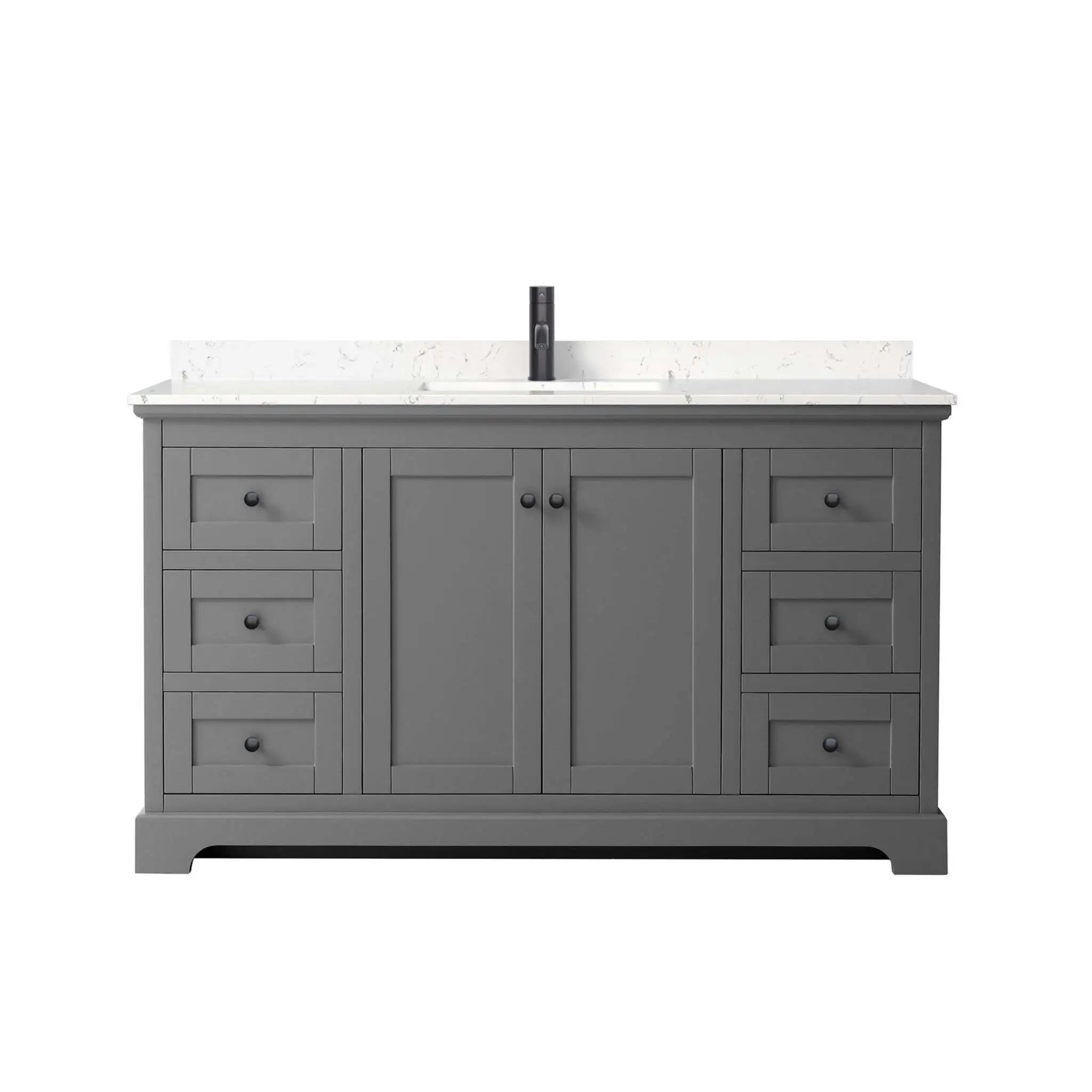 60" Avery Single Bathroom Vanity in Dark Gray with Matte Black Trim by Wyndham