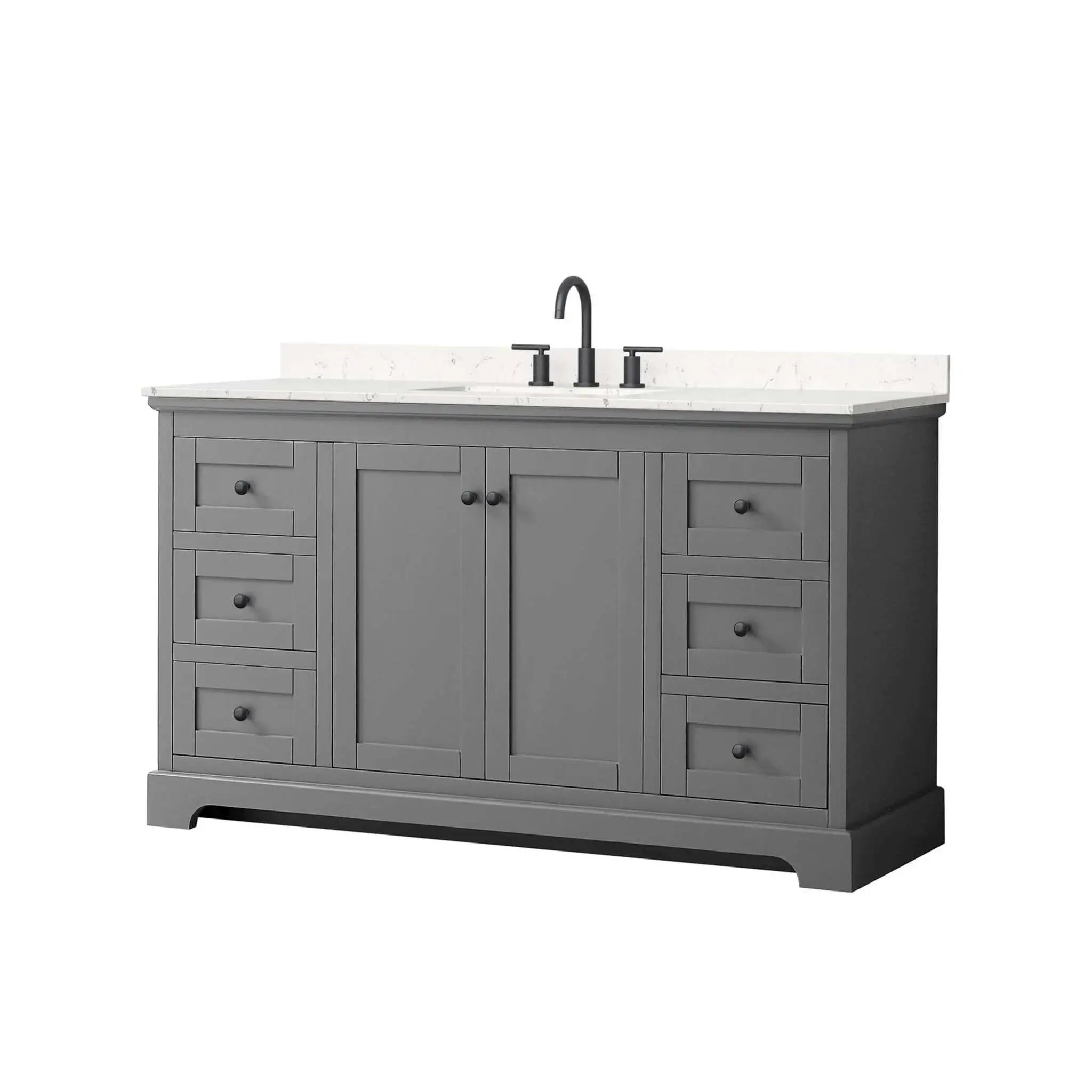 60" Avery Single Bathroom Vanity in Dark Gray with Matte Black Trim by Wyndham