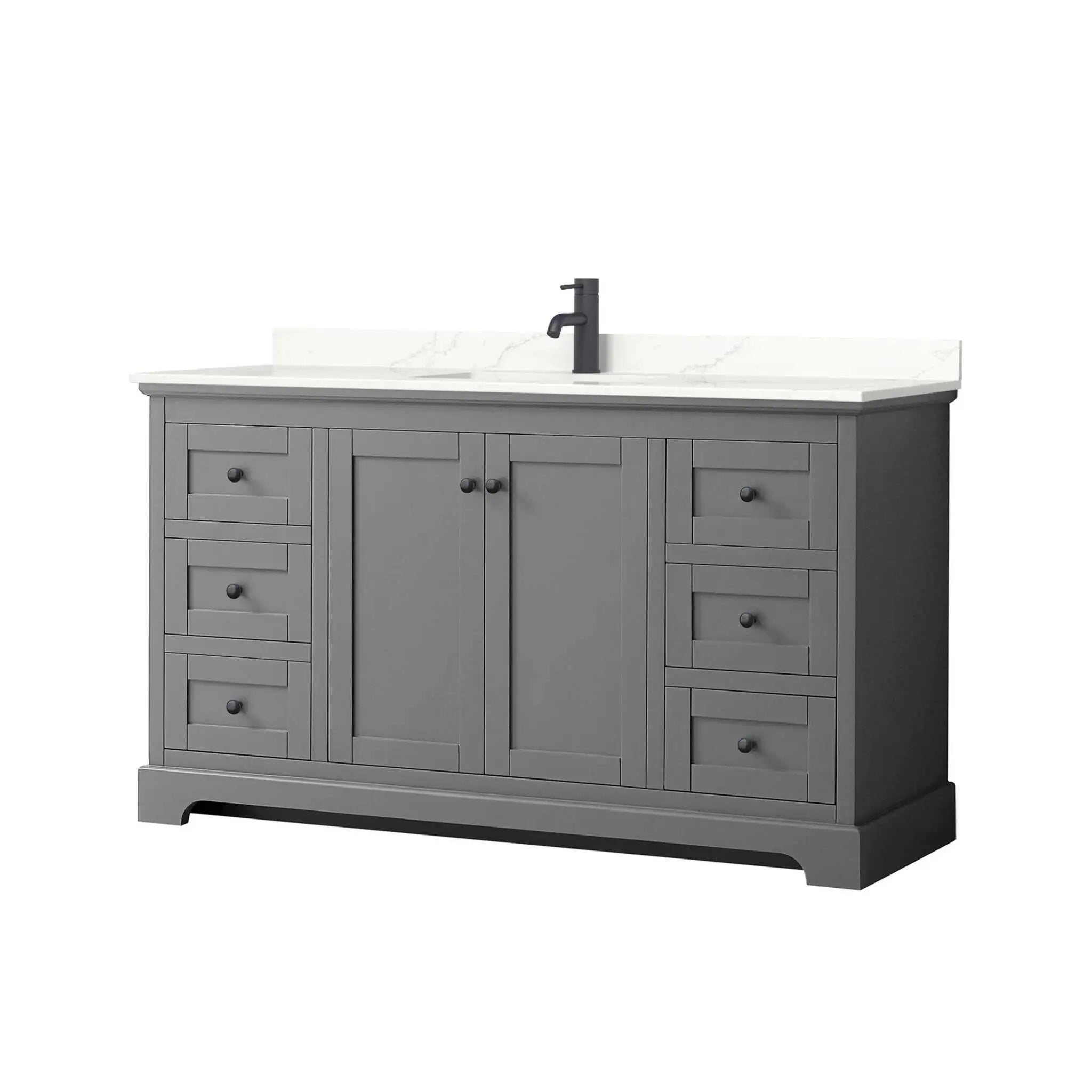 60" Avery Single Bathroom Vanity in Dark Gray with Matte Black Trim by Wyndham