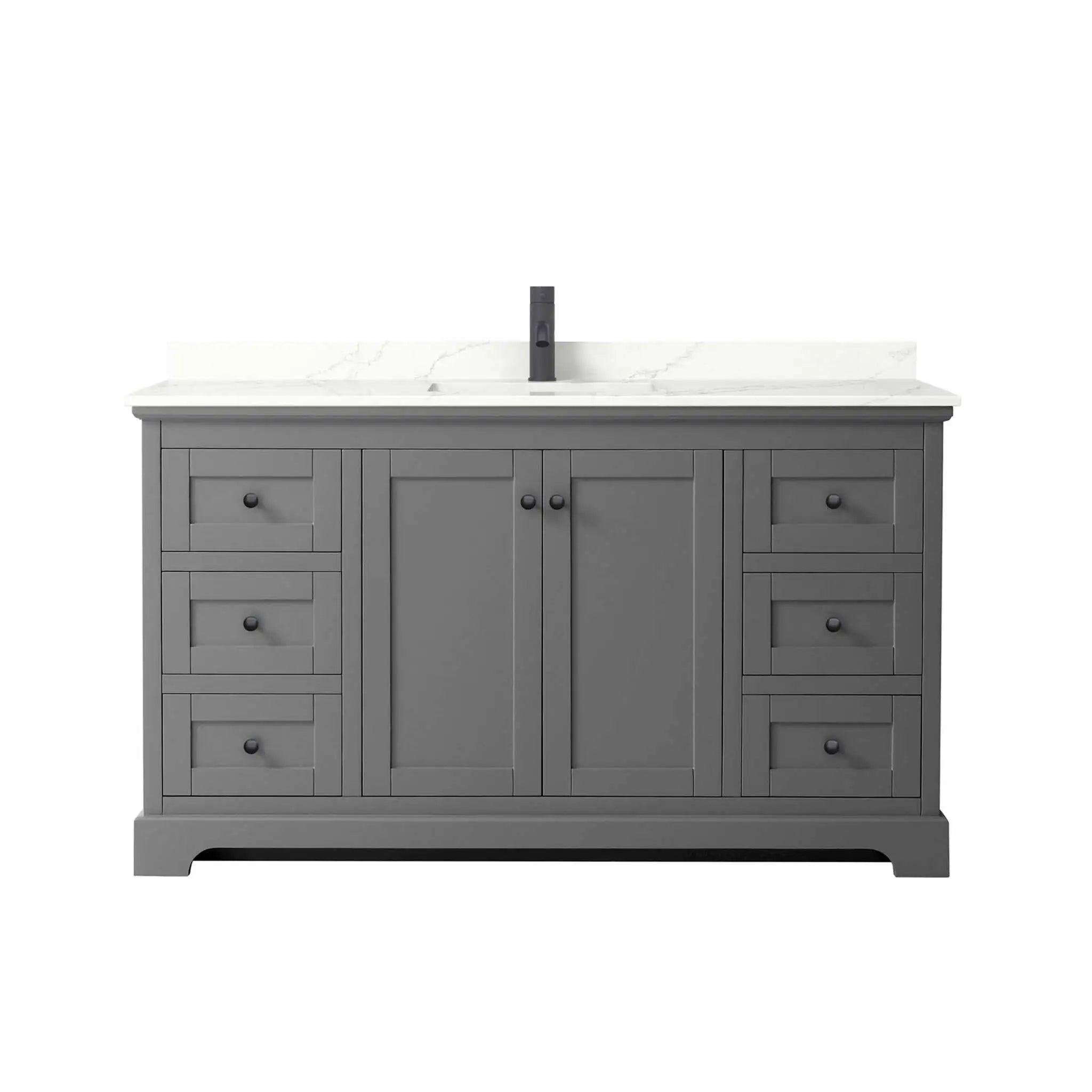 60" Avery Single Bathroom Vanity in Dark Gray with Matte Black Trim by Wyndham