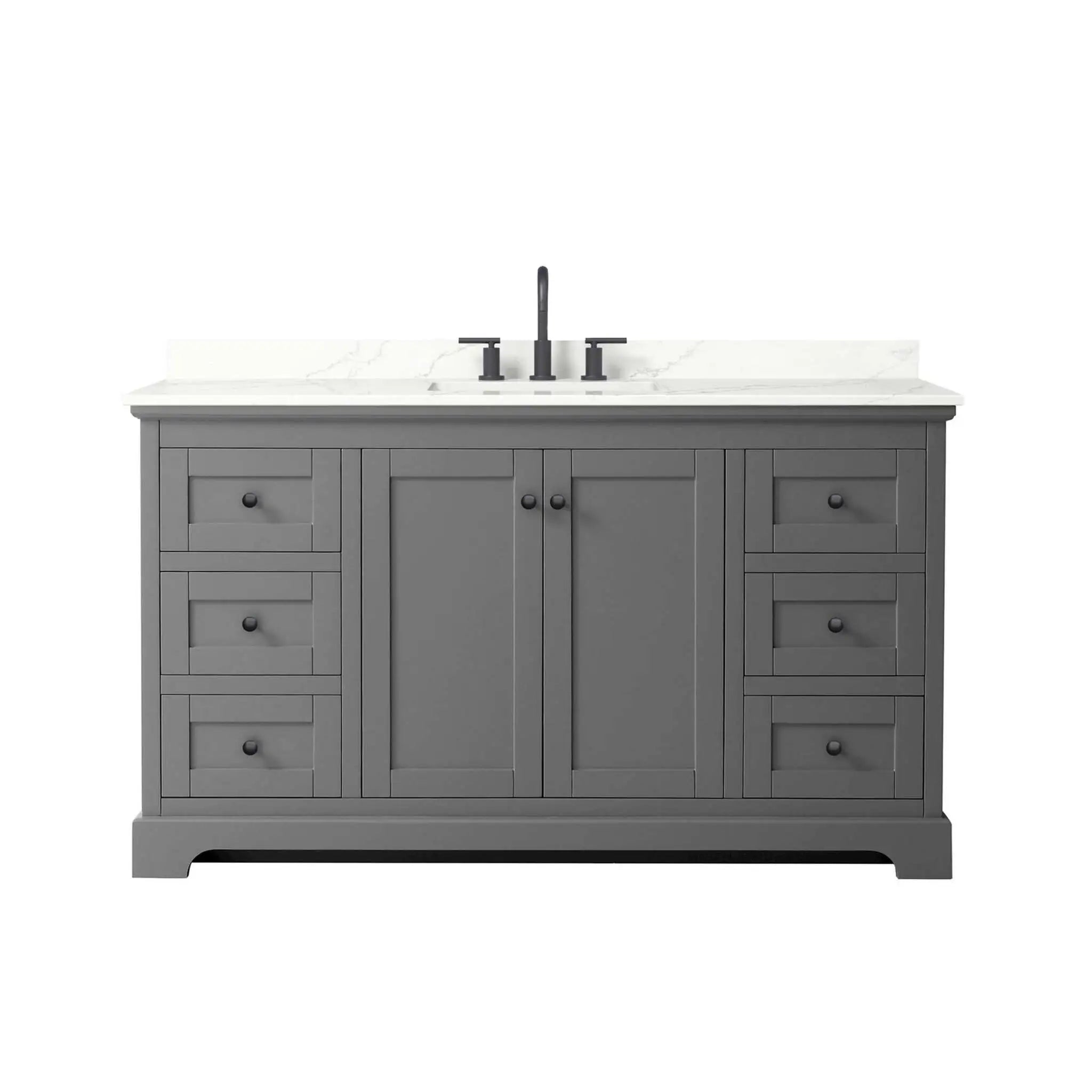 60" Avery Single Bathroom Vanity in Dark Gray with Matte Black Trim by Wyndham