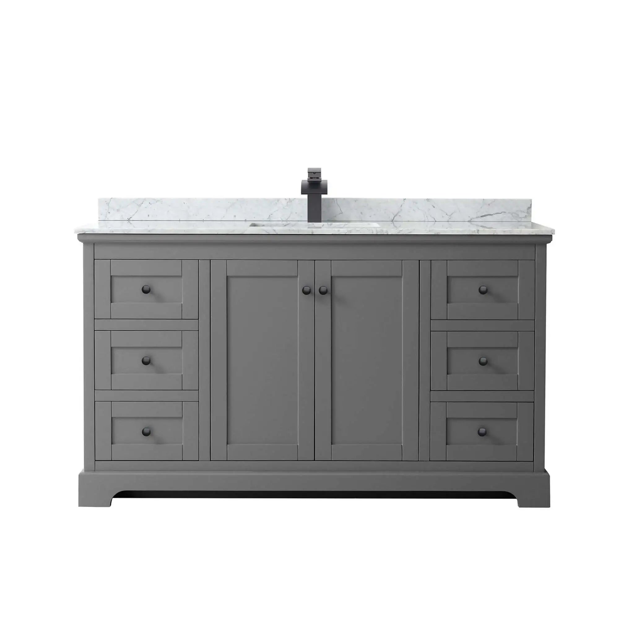 60" Avery Single Bathroom Vanity in Dark Gray with Matte Black Trim by Wyndham