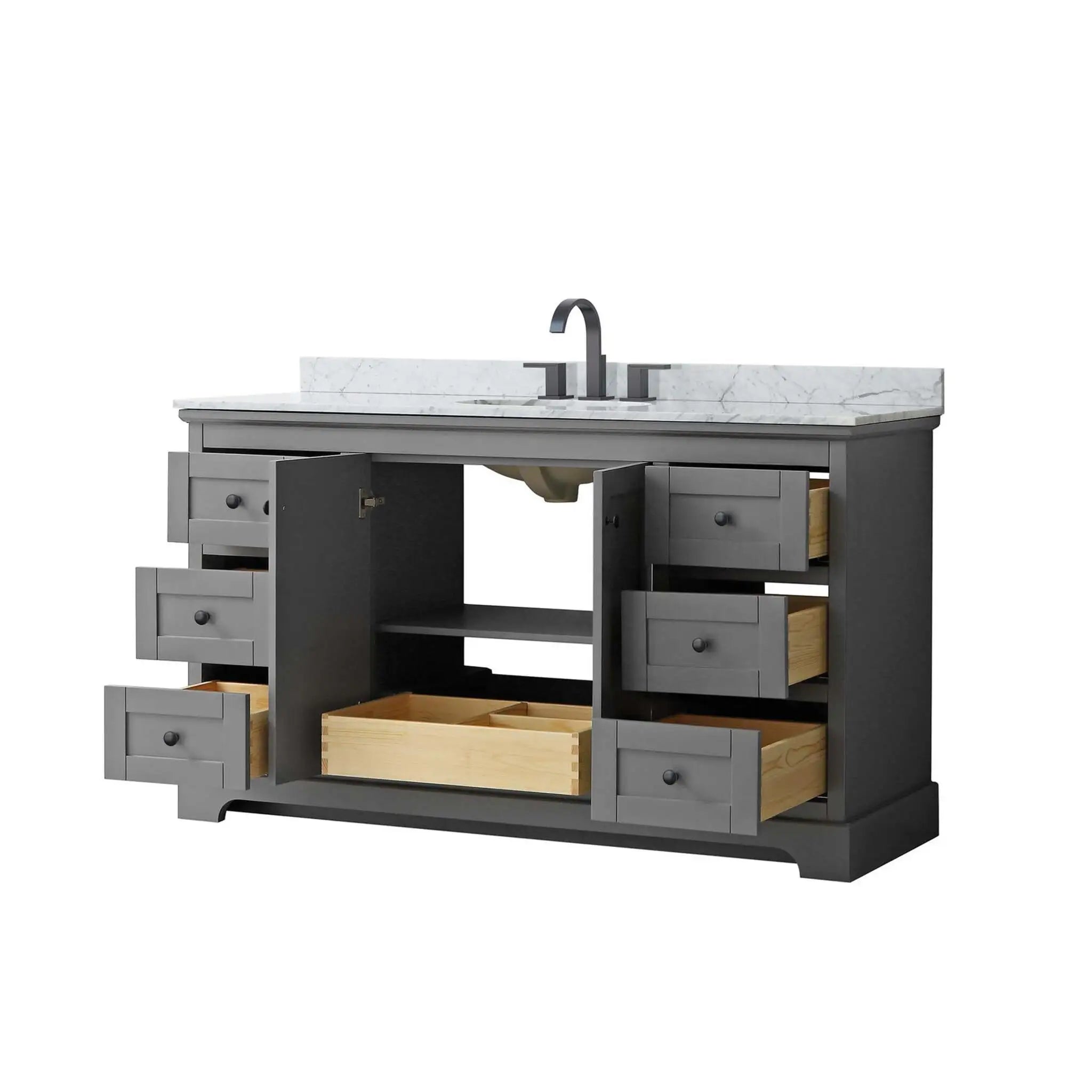 60" Avery Single Bathroom Vanity in Dark Gray with Matte Black Trim by Wyndham